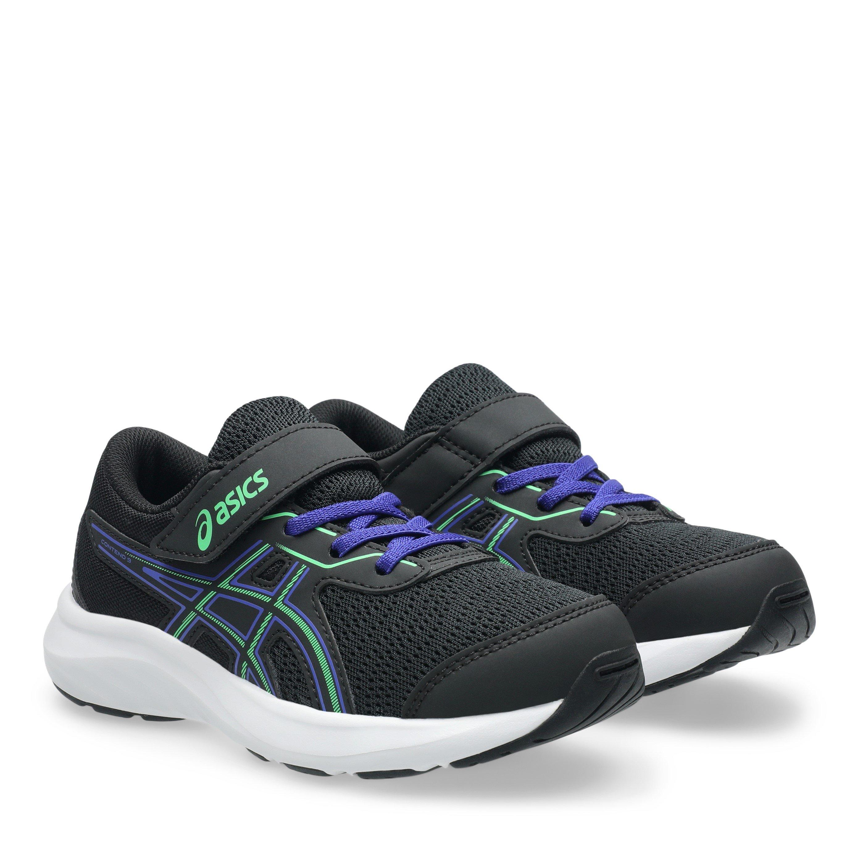 Black/Vital Grn - Asics - Contend 9 Ps Road Running Shoes Unisex Kids - 4