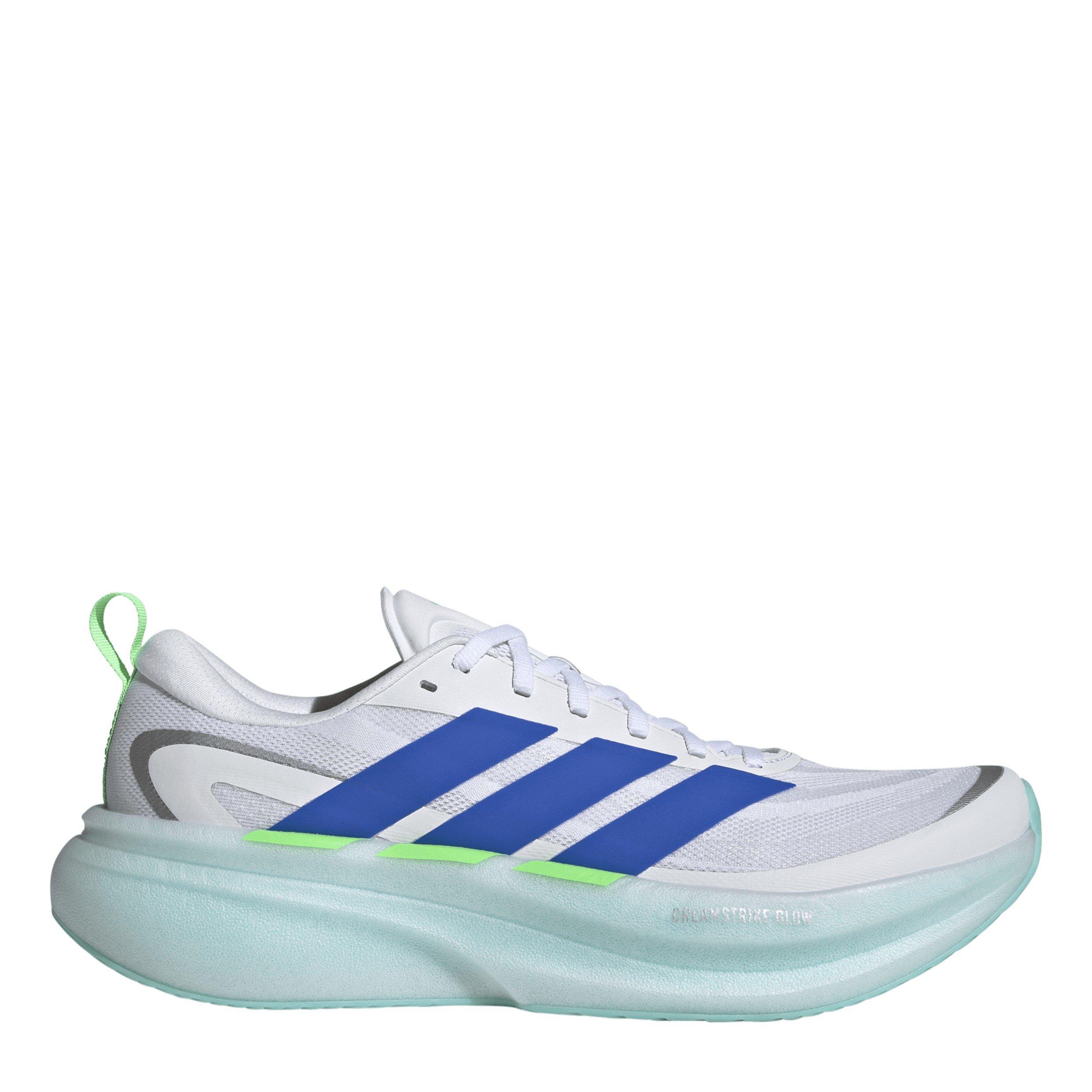 Adidas Men's Supernova Glide Running Shoes - White/Blue/Lime - 9.5 (44)