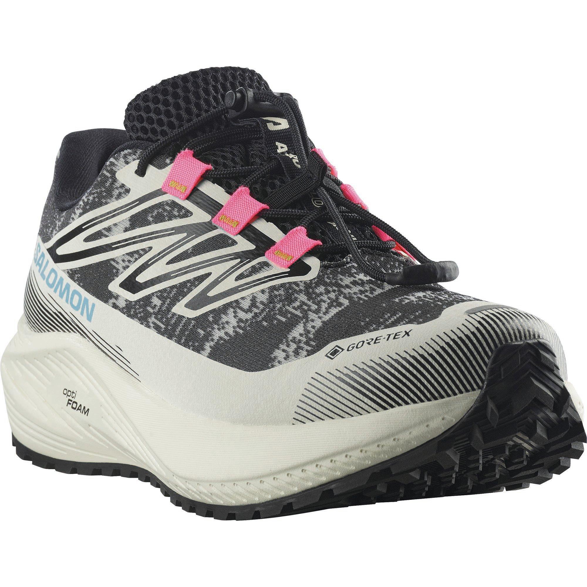Vanilje/Sort - Salomon - Aero Flow Gravel GTX Trail Running Shoes Womens - 3