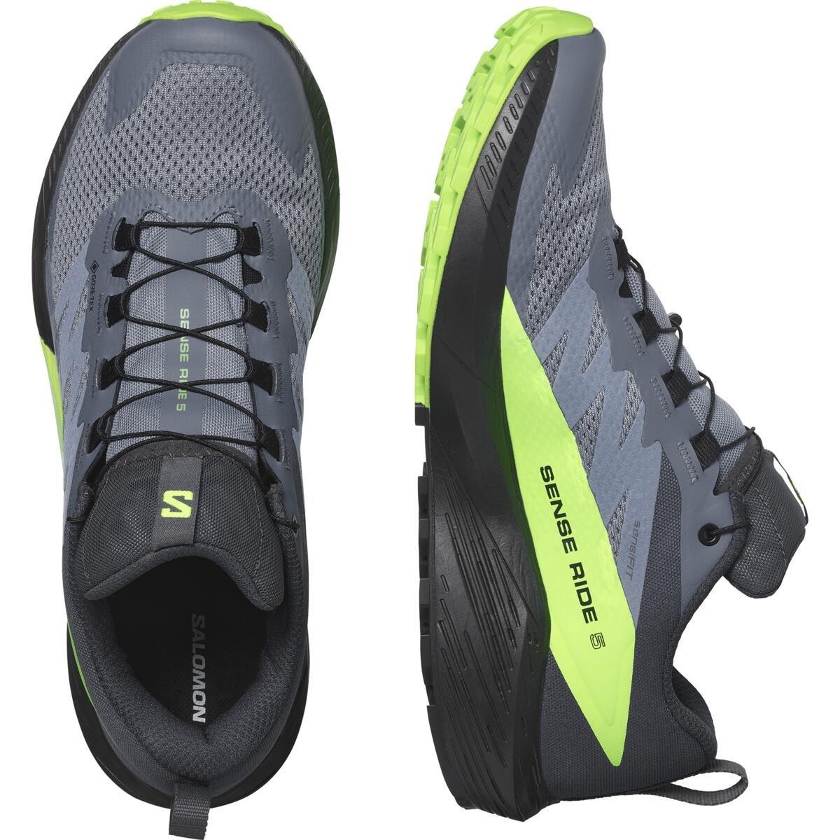 Flint/Zwart - Salomon - Sense Ride 5 GoreTex Men's Trail Running Shoes - 5