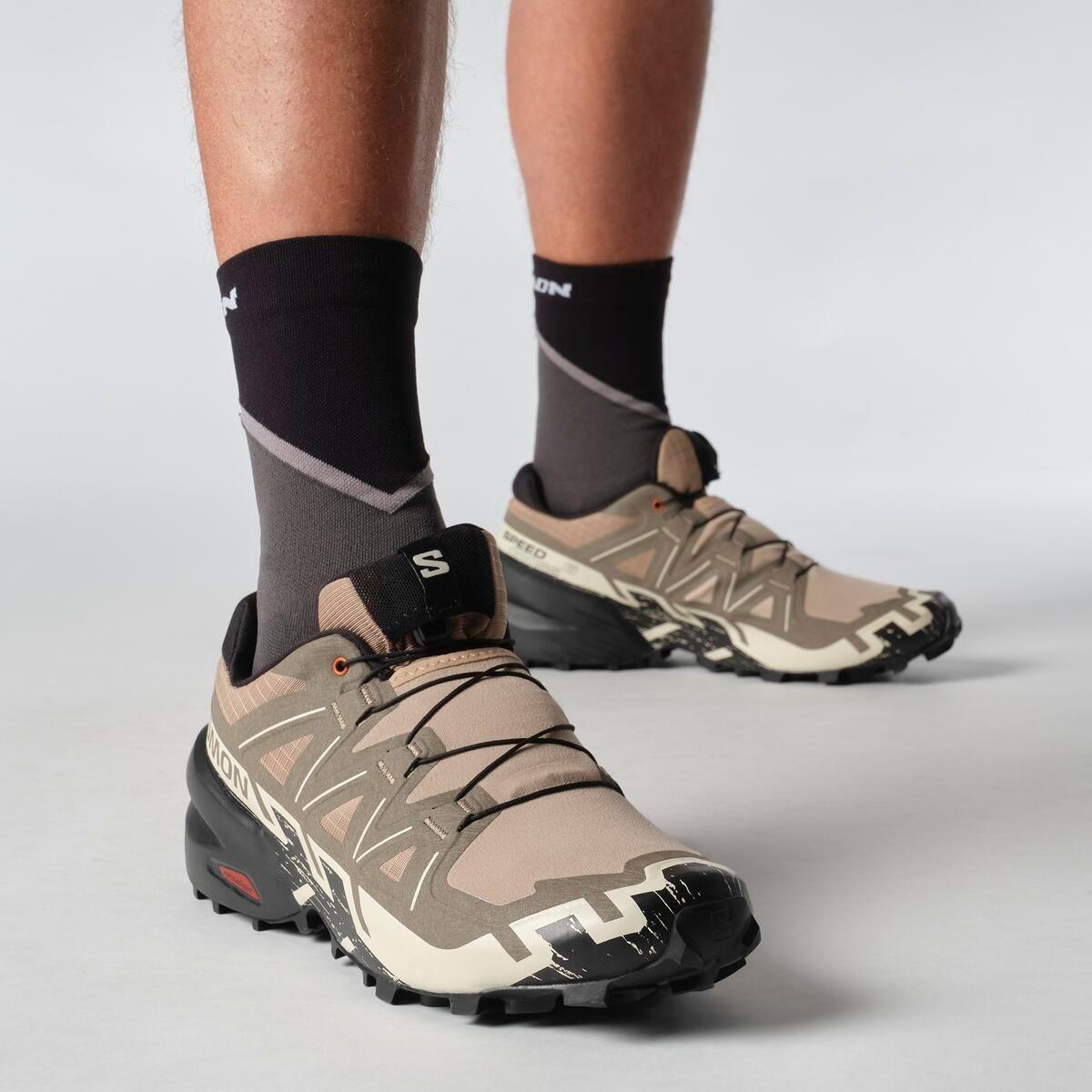 Natrual/Black - Salomon - Speedcross 6 Trail Running Shoes Mens - 7