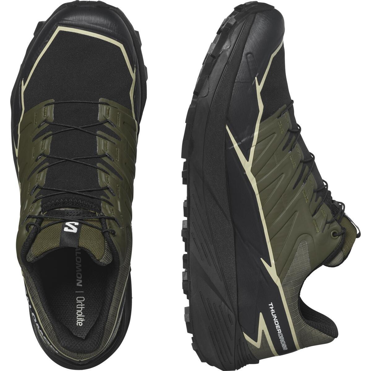 Oliva/Nero - Salomon - Thundercross Gore-Tex Men's Trail Running Shoes - 4