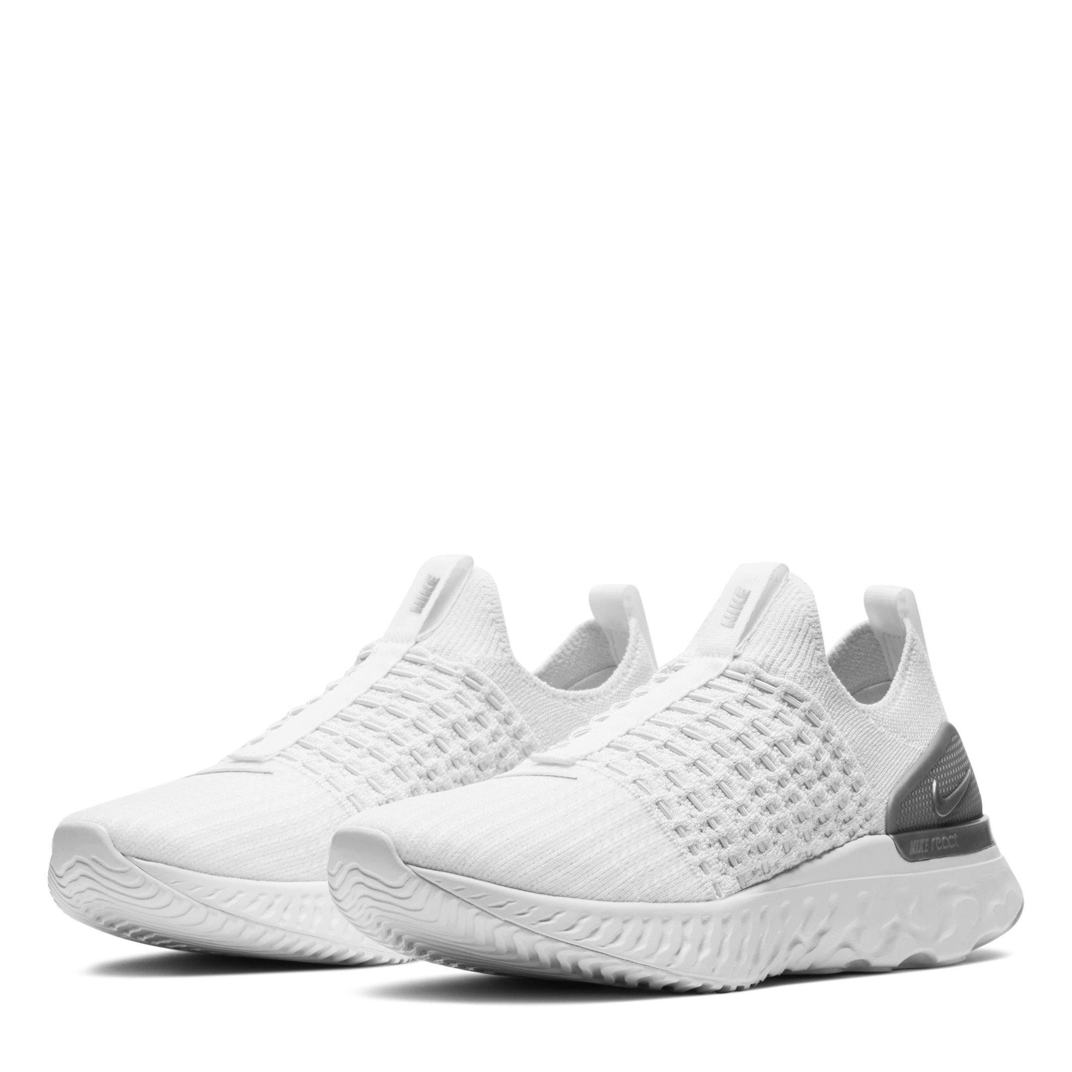 Wht/M.Silv-Wht - Nike - React Phantom Run Flyknit 2 Womens  Running Shoes - 4