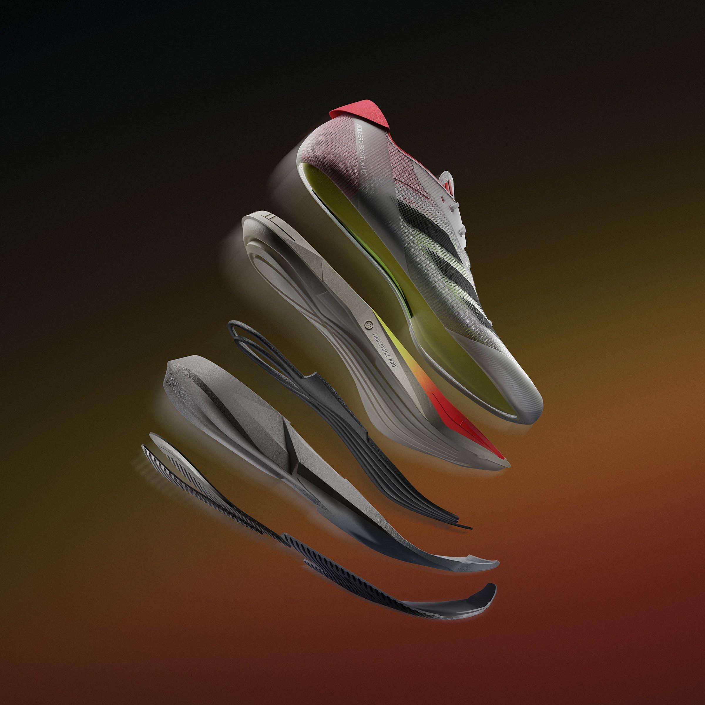 White/Red - adidas - Adizero Boston 12 Road Running Shoes Womens - 11
