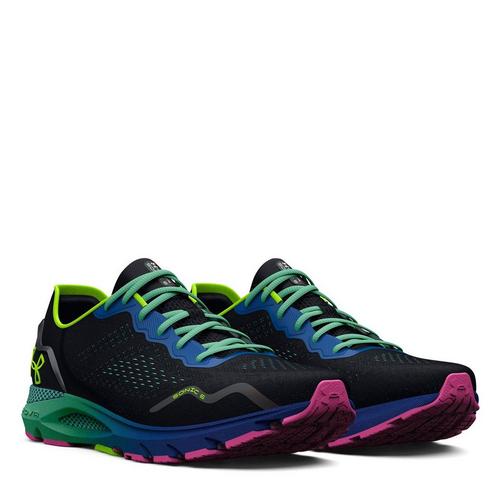 Blck/Lime Surge - Under Armour - HOVR Sonic 6 Speed Womens Running Shoes - 5