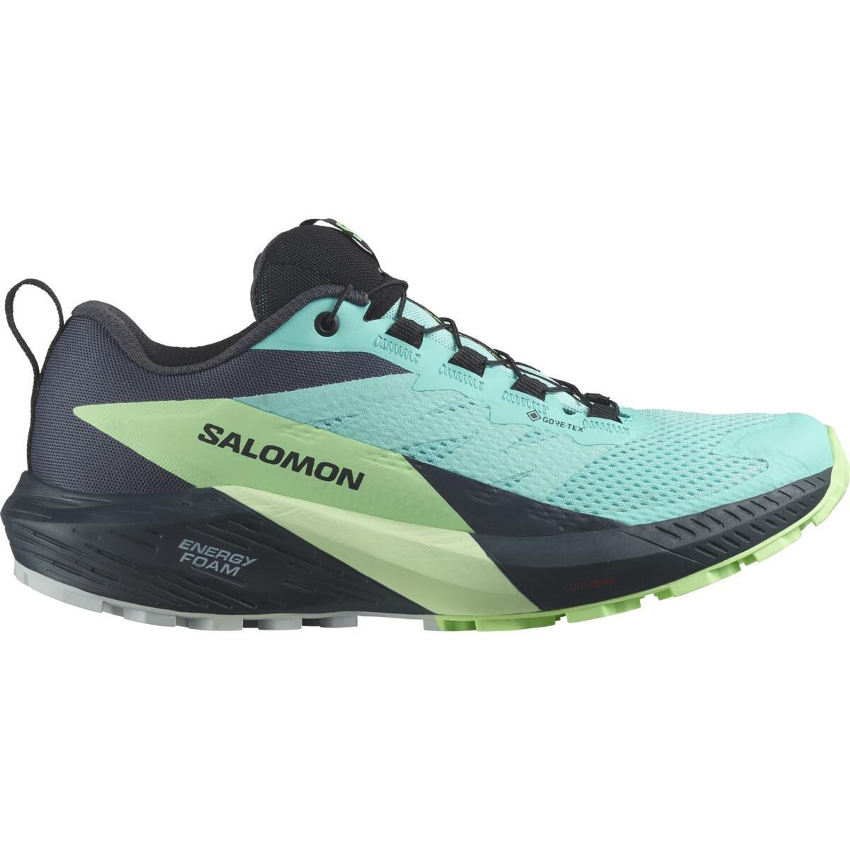 Blue/Green - Salomon - Sense Ride 5 GoreTex Women's Trail Running Shoes - 1