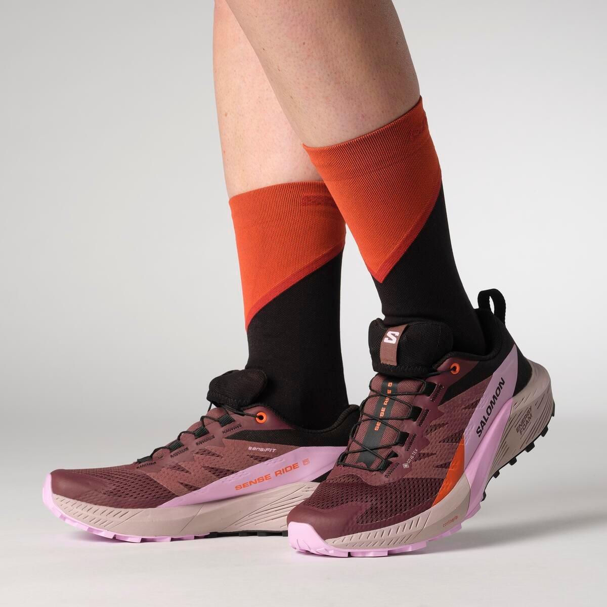 Grape - Salomon - Sense Ride 5 GoreTex Women's Trail Running Shoes - 7
