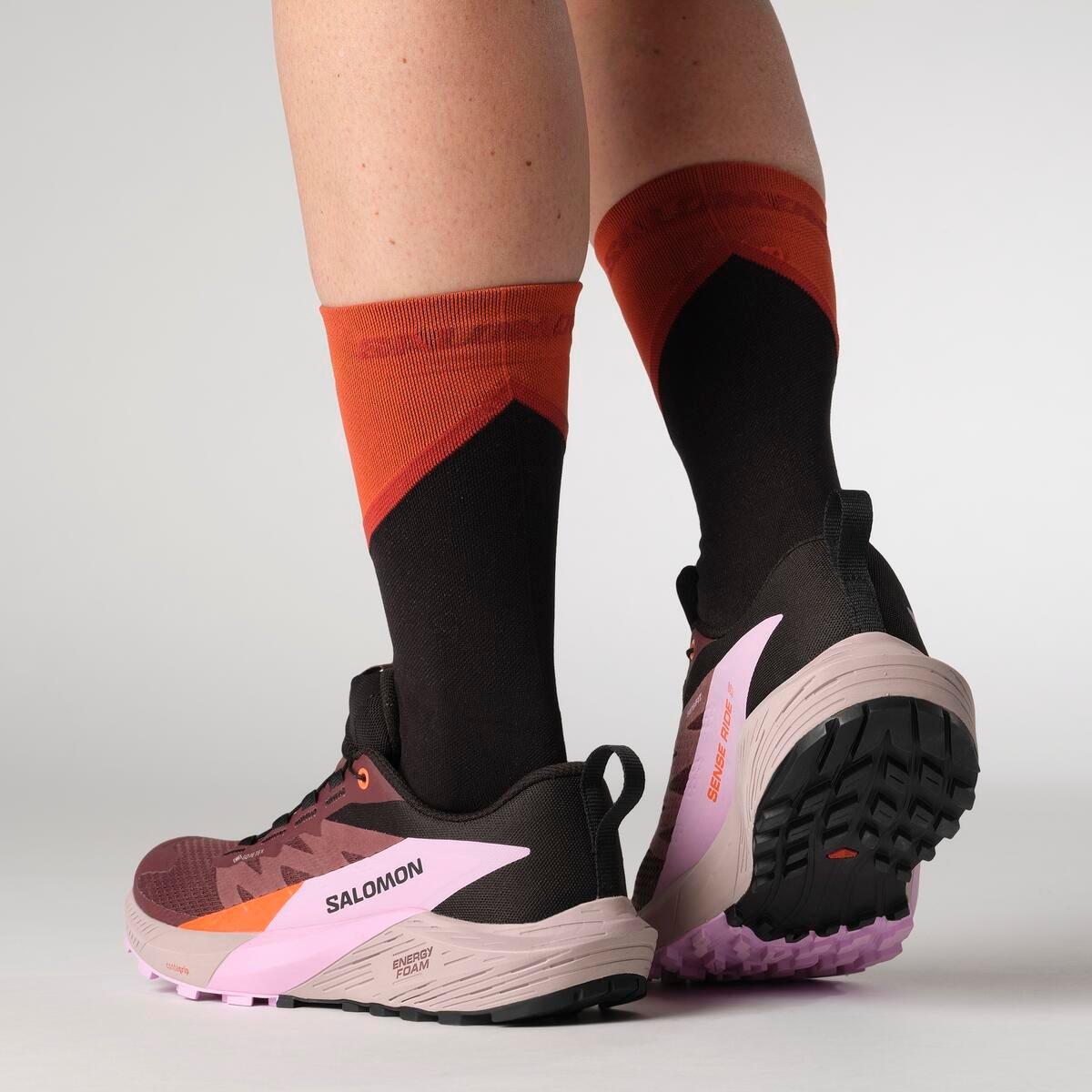 Grape - Salomon - Sense Ride 5 GoreTex Women's Trail Running Shoes - 8