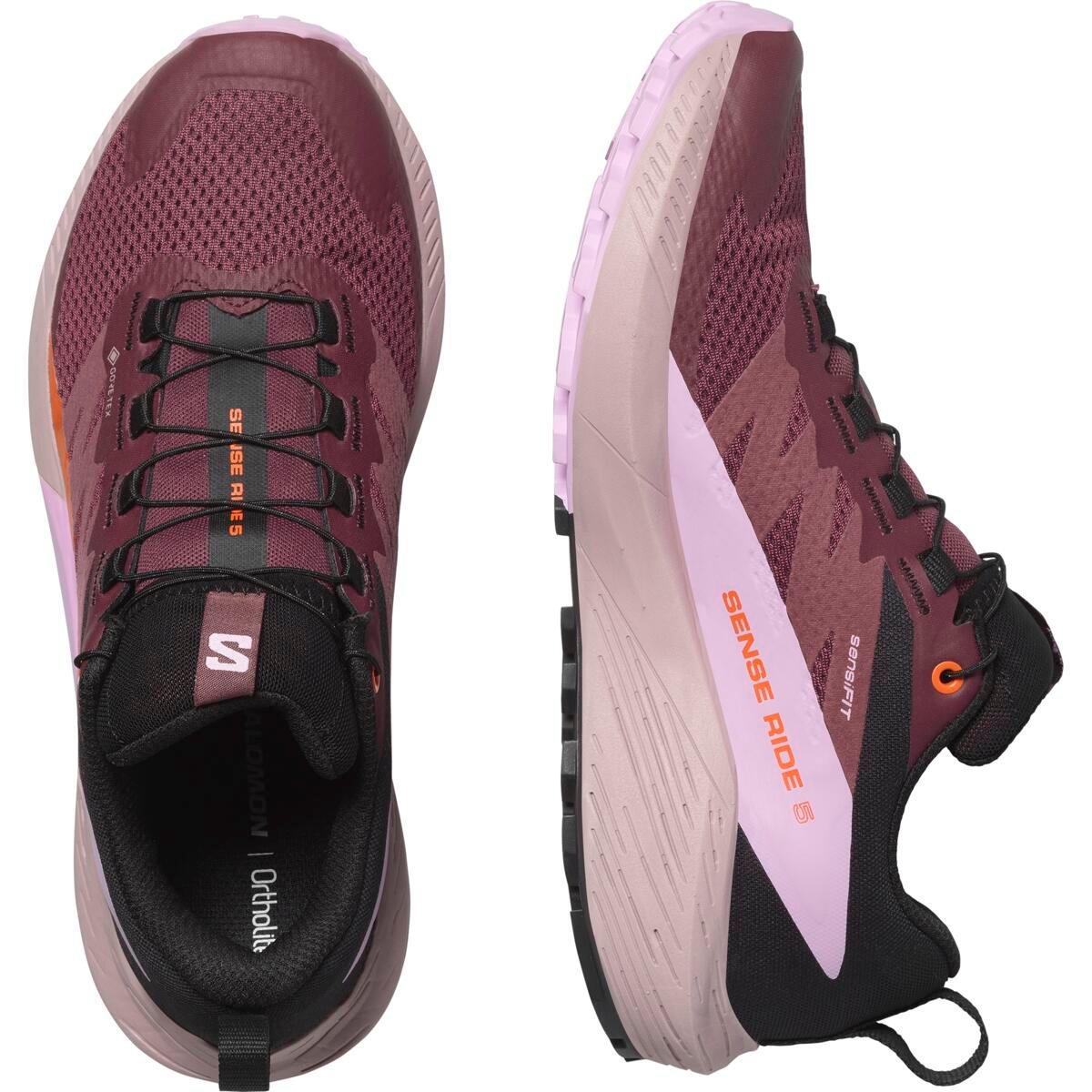 Grape - Salomon - Sense Ride 5 GoreTex Women's Trail Running Shoes - 6