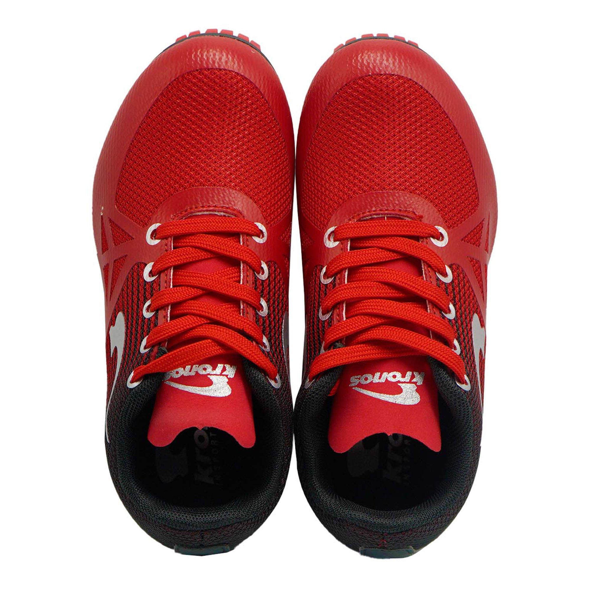 RED/ SILVER - Kronos - Kids' Flad Track Running Spikes - 6