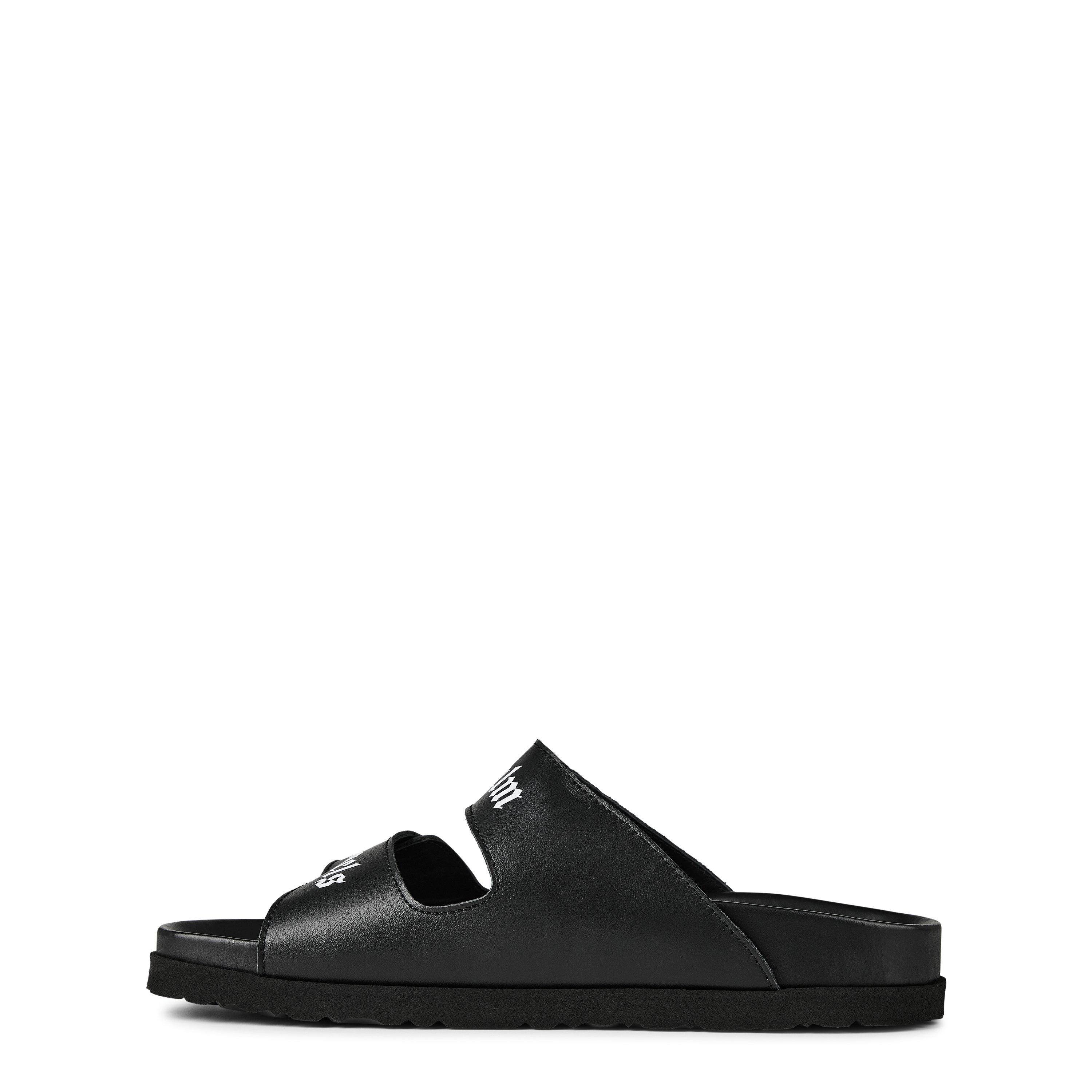 Preto/Branco - Palm Angels - Men's Logo Flat Sandals - 2