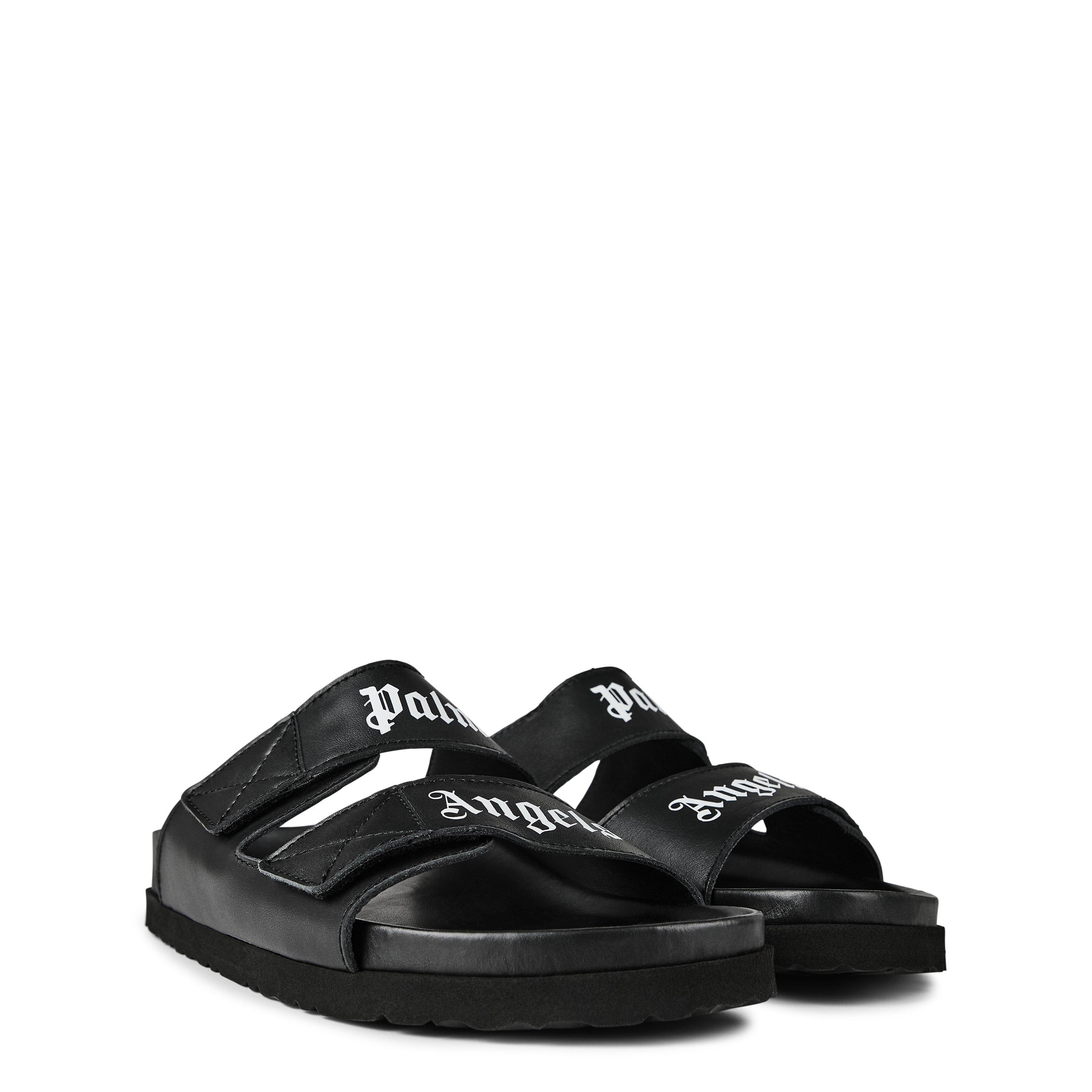 Preto/Branco - Palm Angels - Men's Logo Flat Sandals - 3