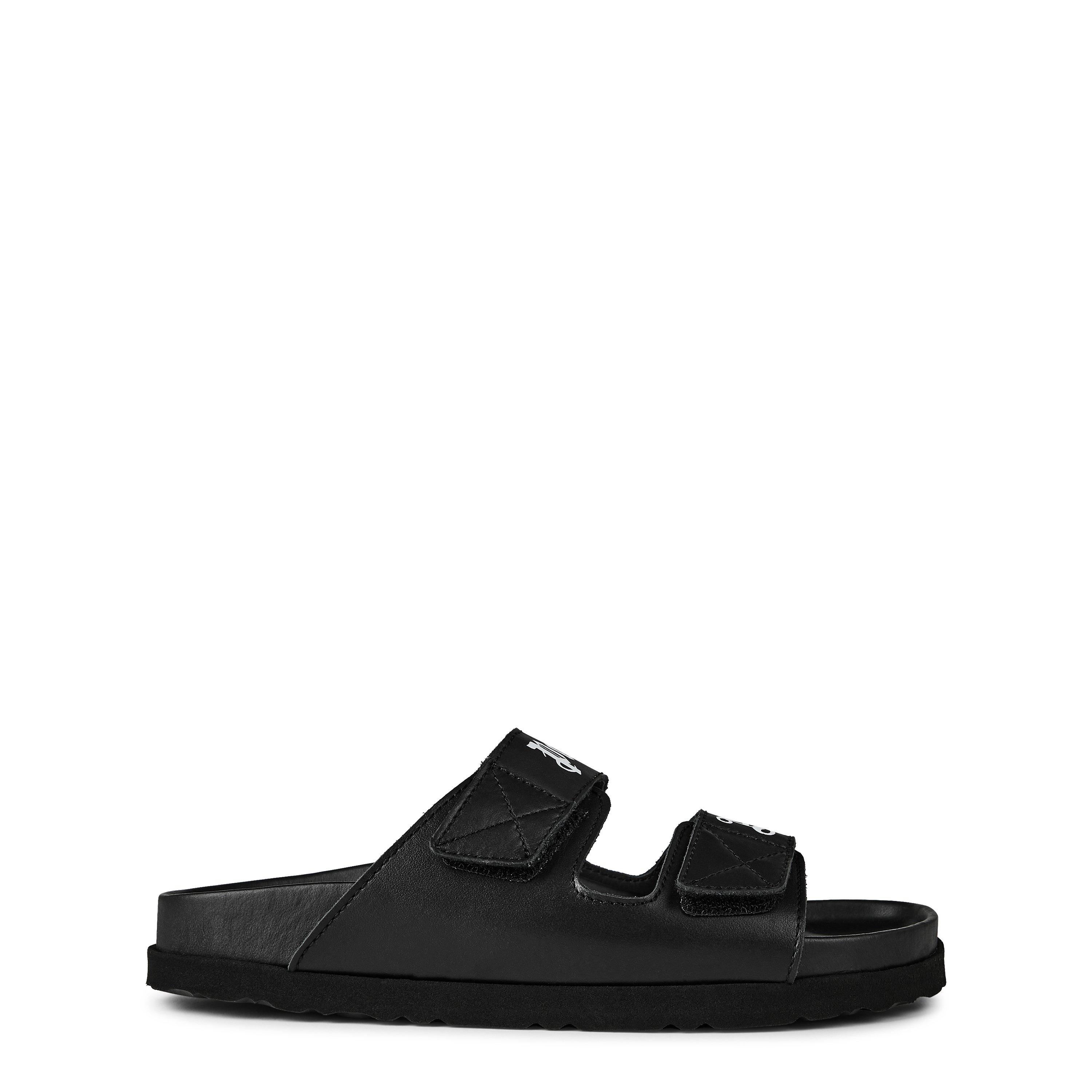 Nero/Bianco - Palm Angels - Logo Touch-Strap Slides Juniors - 1