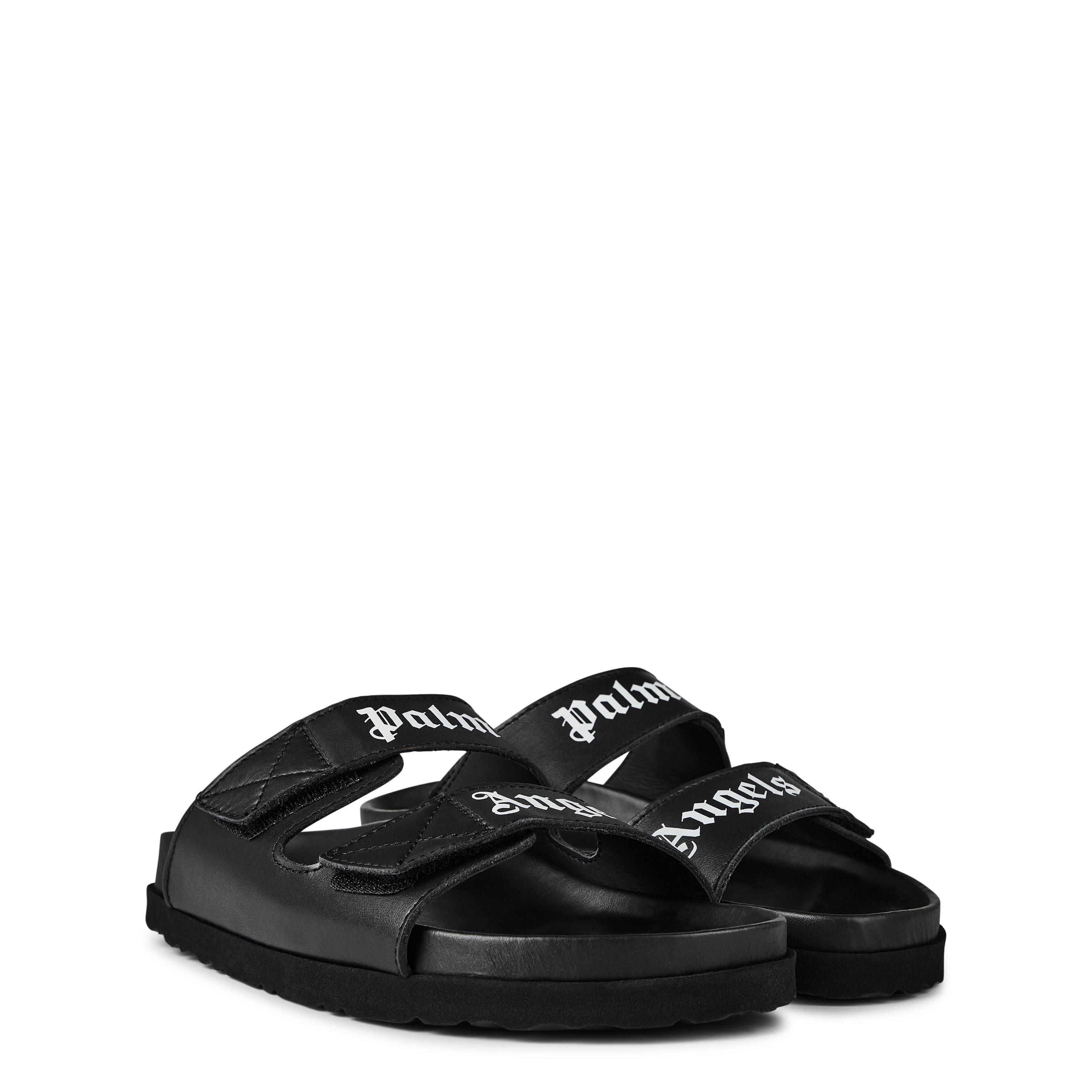 Schwarz/Weiß - Palm Angels - Logo Touch-Strap Slides Juniors - 3