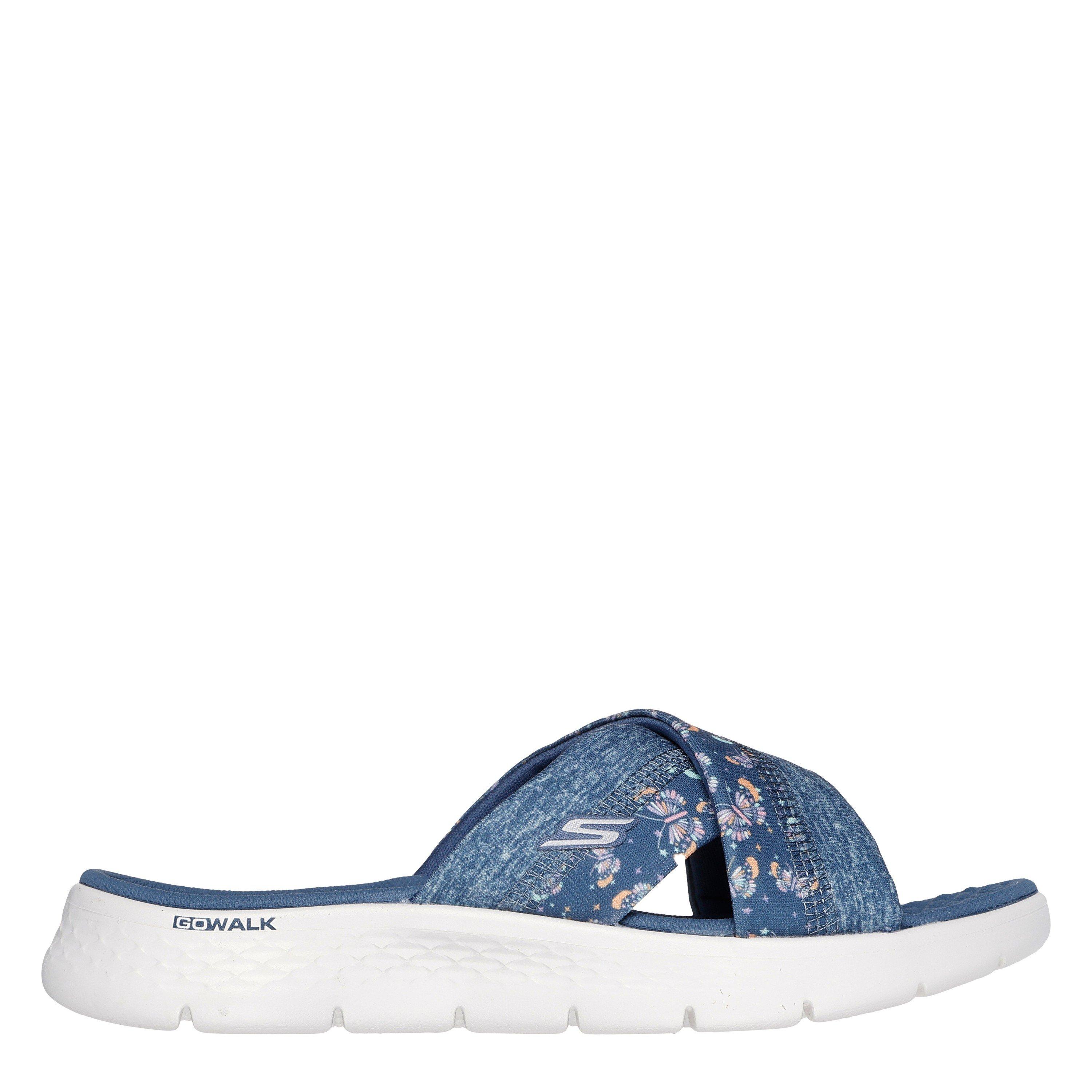 Navy/ Red - Skechers - Skechers Butterfly Print Memory Foam Straps Flat Sandals Womens - 1