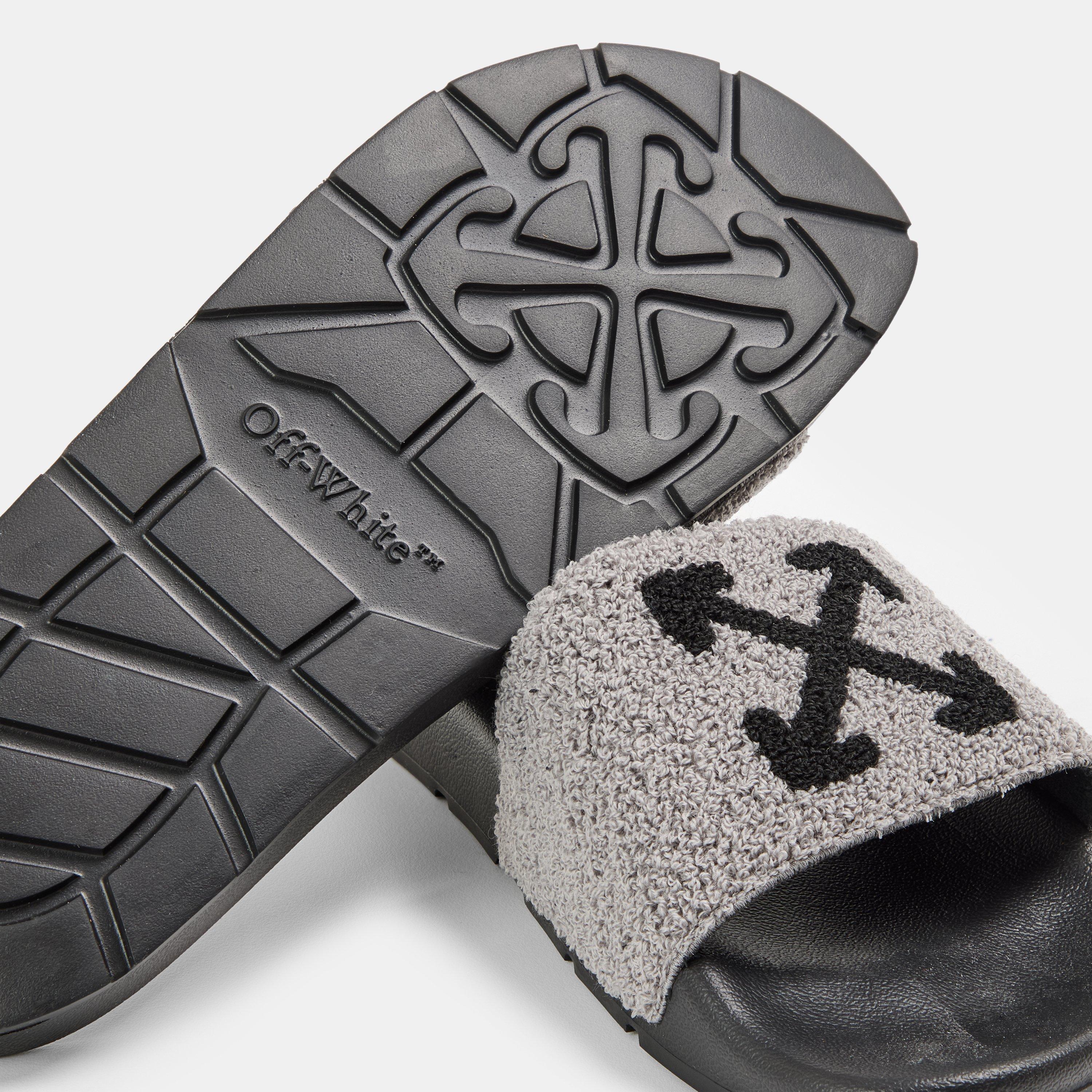 Smoke/Black - Off White - Men's Terry Pool Sliders - 3