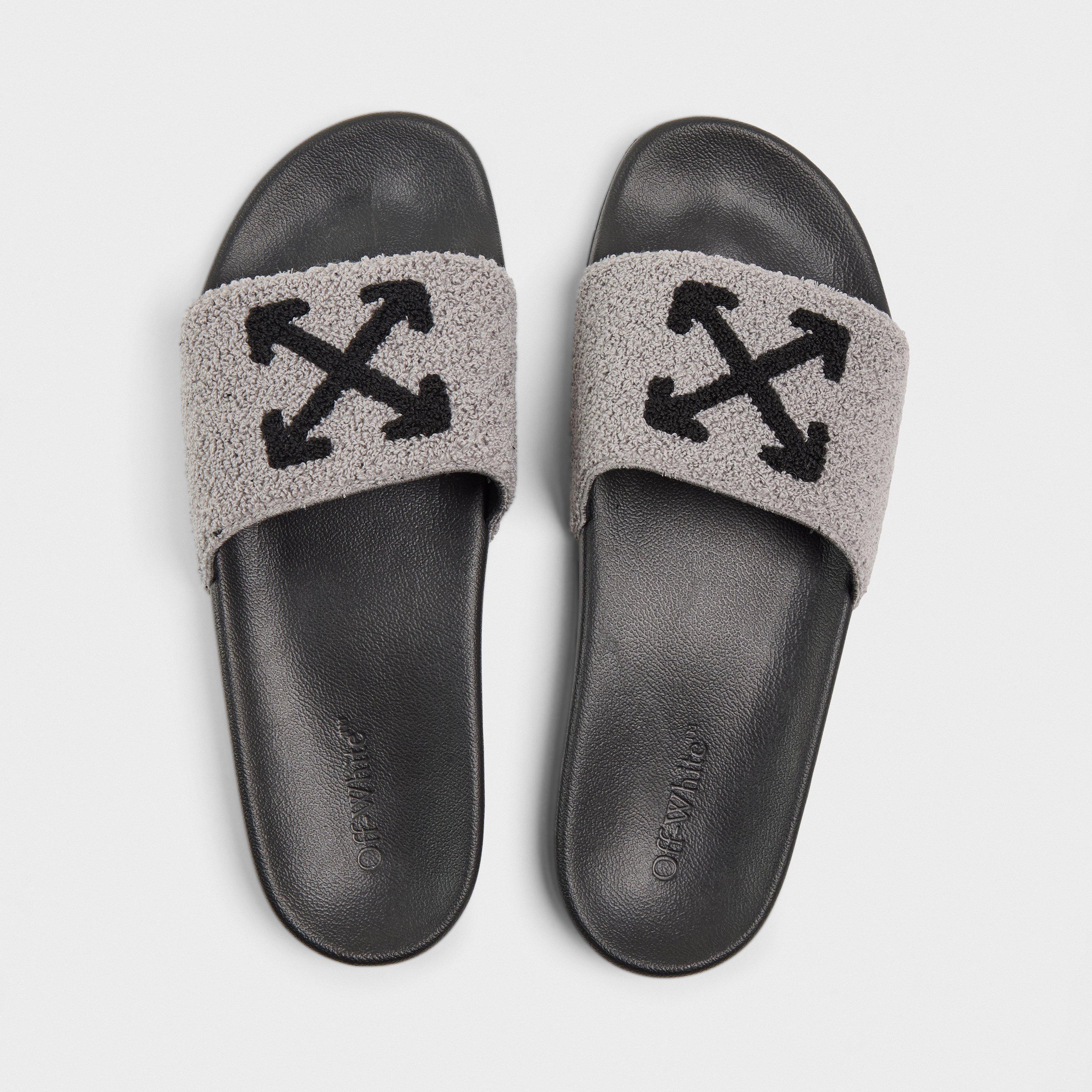 Smoke/Black - Off White - Men's Terry Pool Sliders - 4