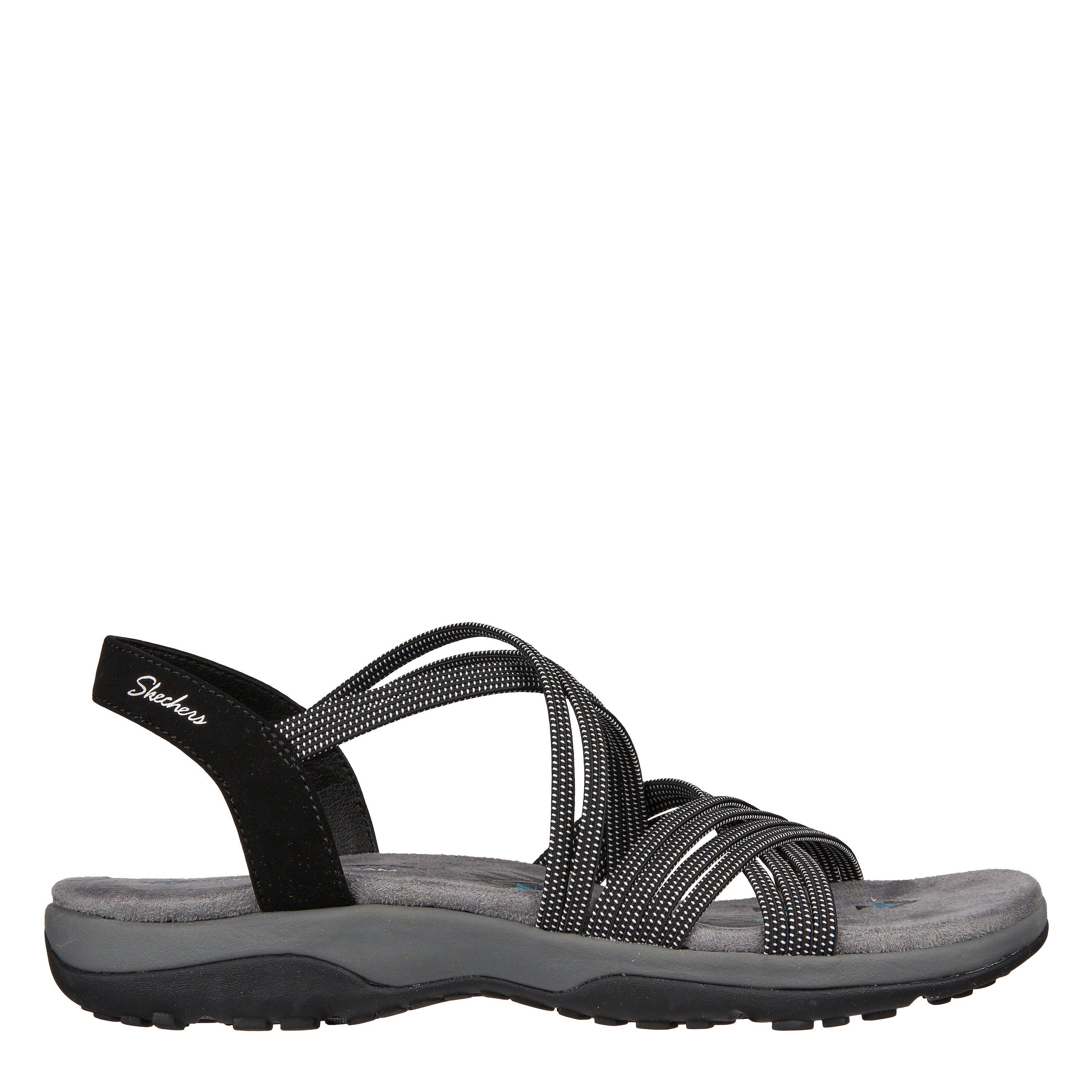 Black - Skechers - Skechers Reggae Slim - Turn It Up Flat Sandals Womens - 1