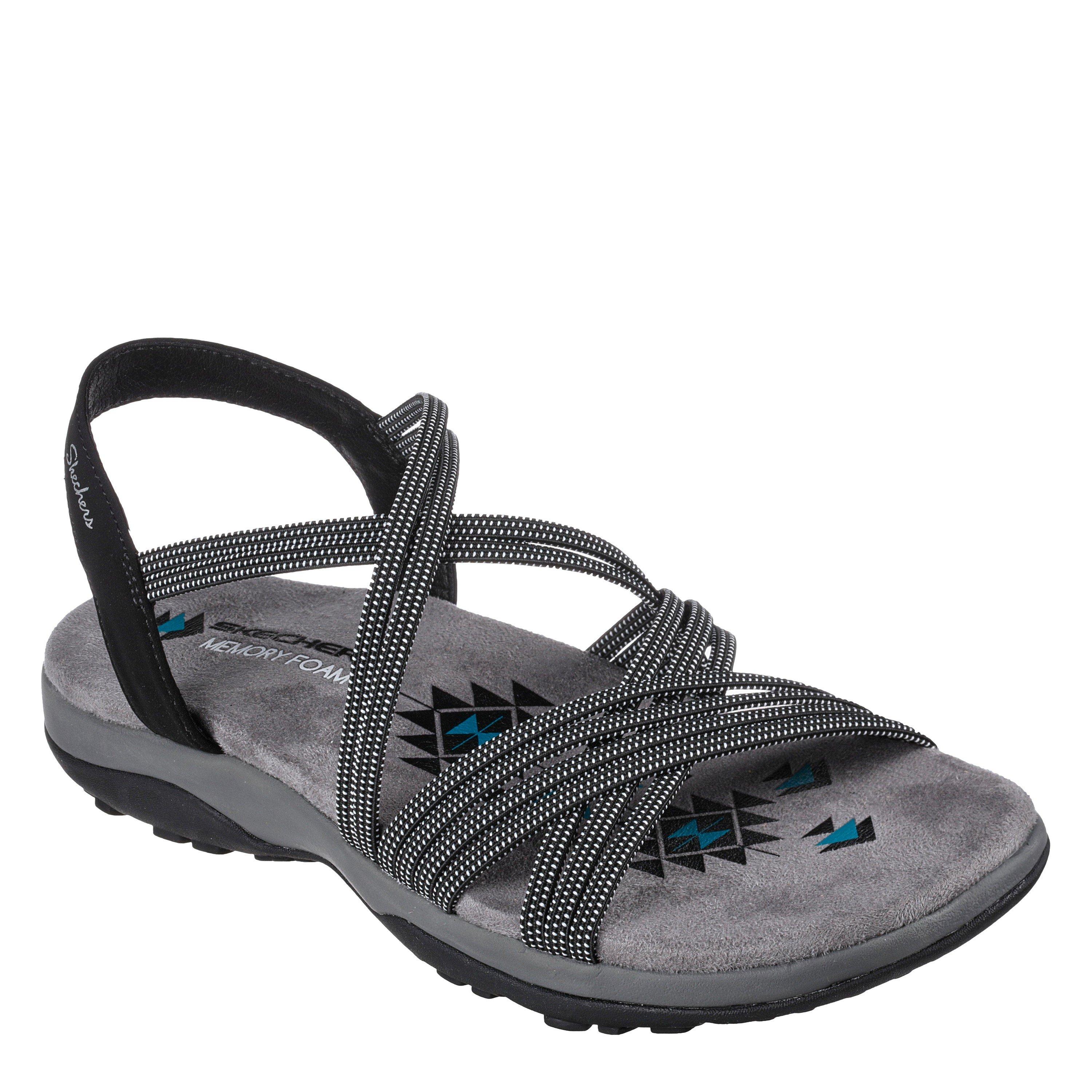 Black - Skechers - Skechers Reggae Slim - Turn It Up Flat Sandals Womens - 4