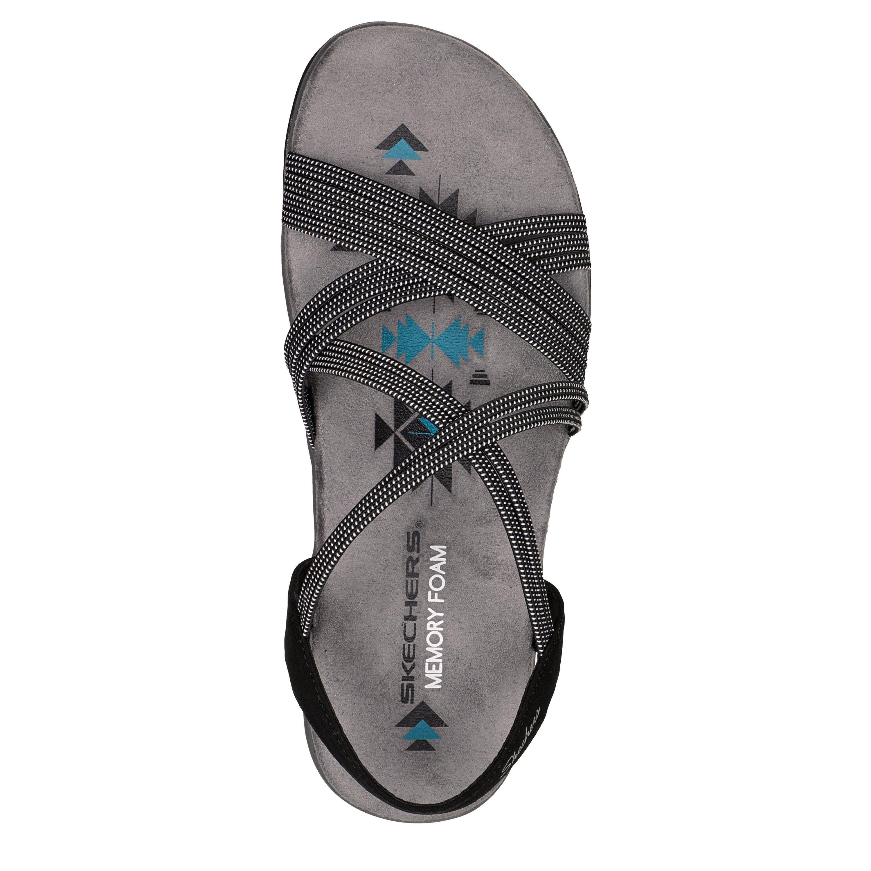 Black - Skechers - Skechers Reggae Slim - Turn It Up Flat Sandals Womens - 5
