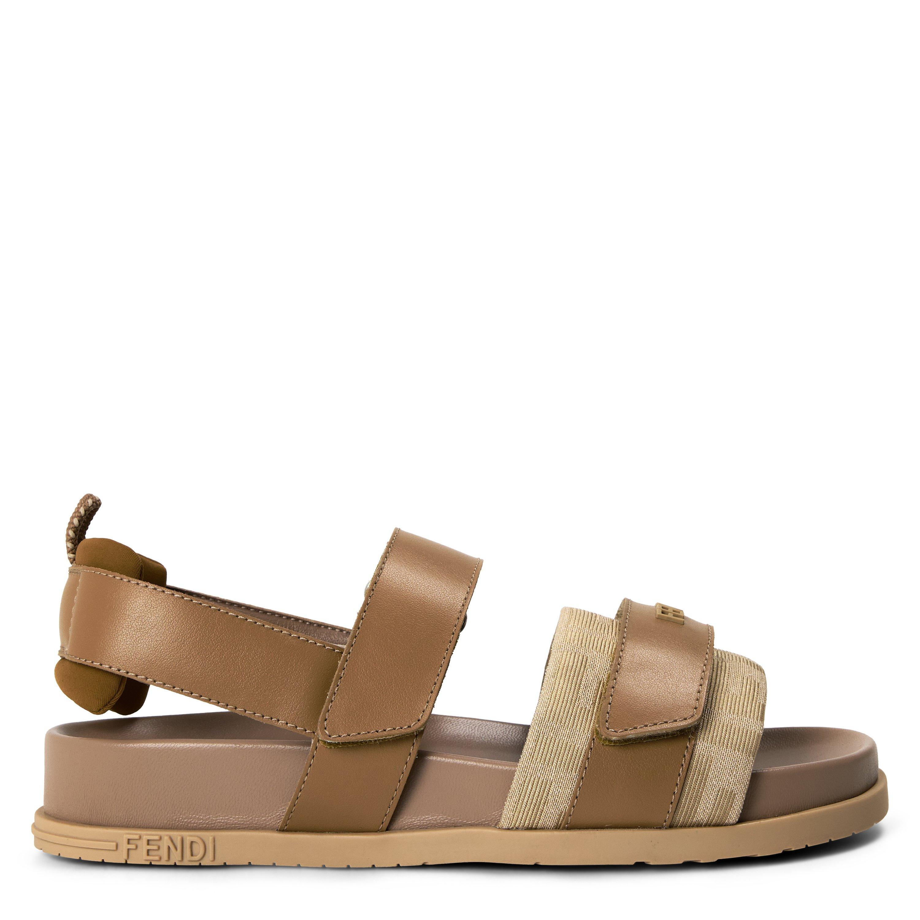 Fendi Kids' Flat Sandals - Beige F1V9N - Size 5 (38)