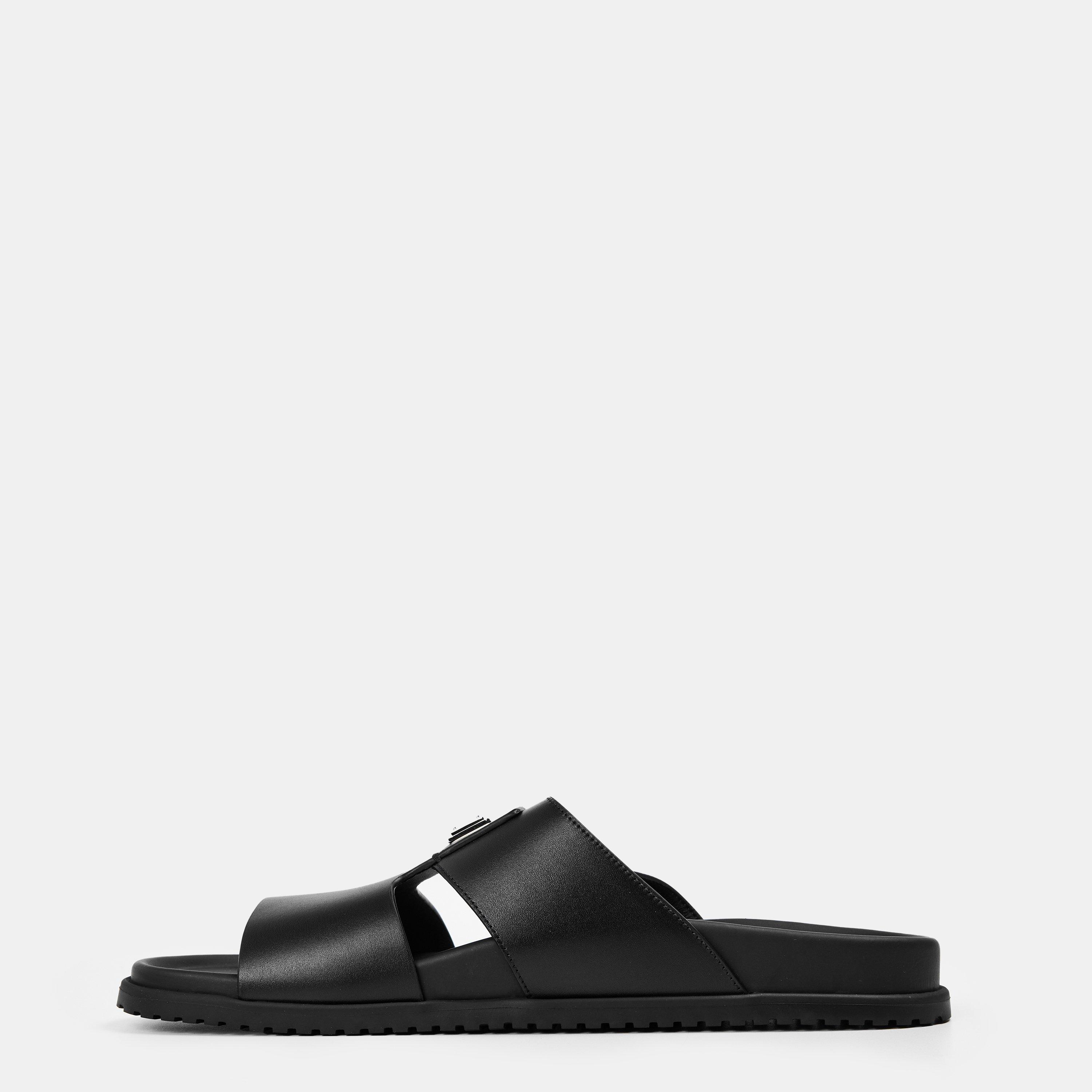 Black - Dolce and Gabbana - Men's Plaque Flat Sandals - 2