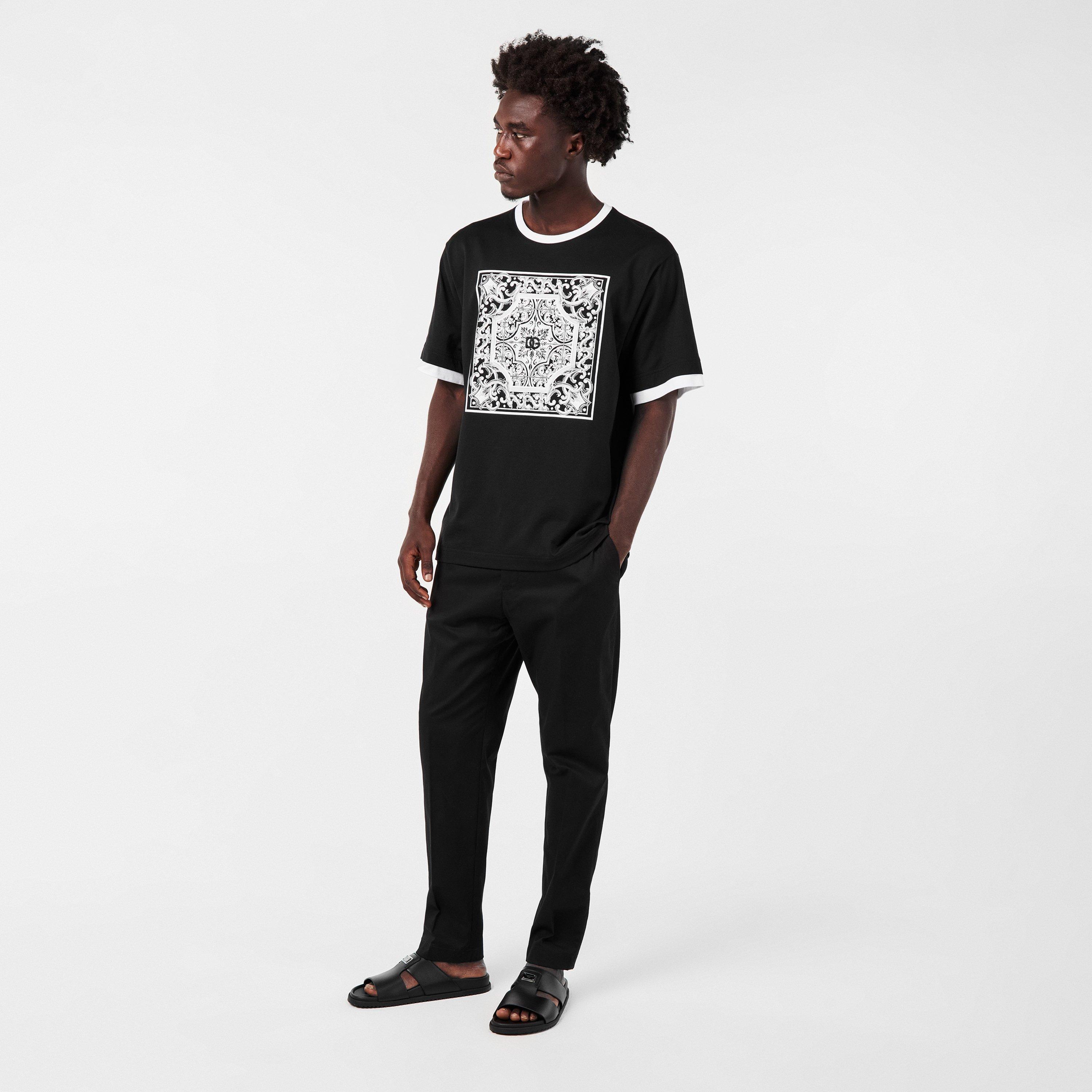 Black - Dolce and Gabbana - Men's Plaque Flat Sandals - 6