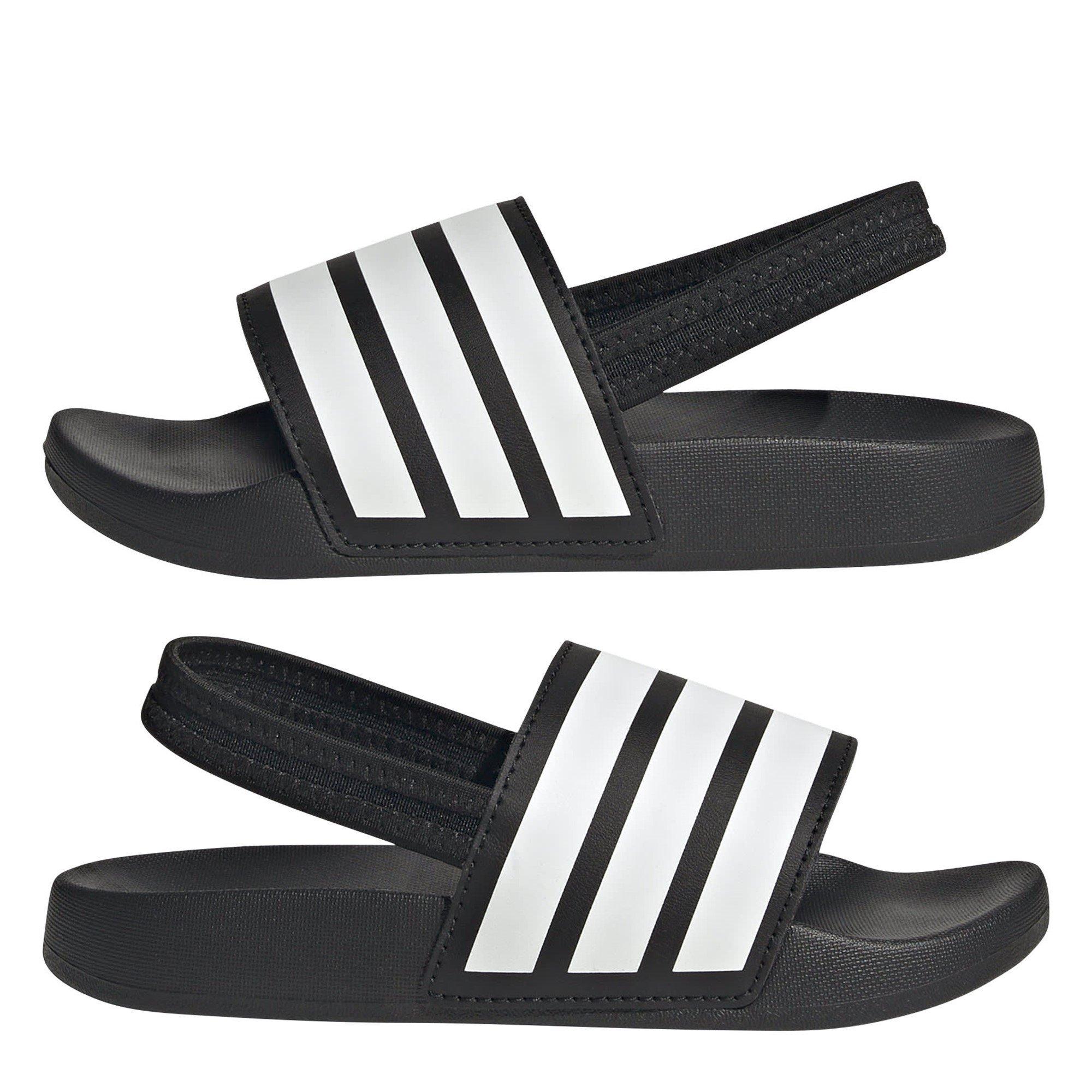 Black/Wht/Blk - adidas - Adilette Estrap Kids Slides - 9