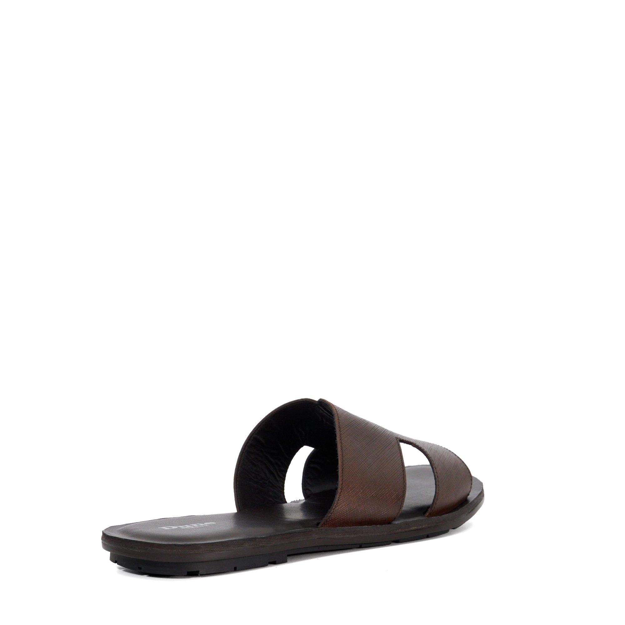 Brown - Dune London - Men's Itos Leather Flat Sandals - 5