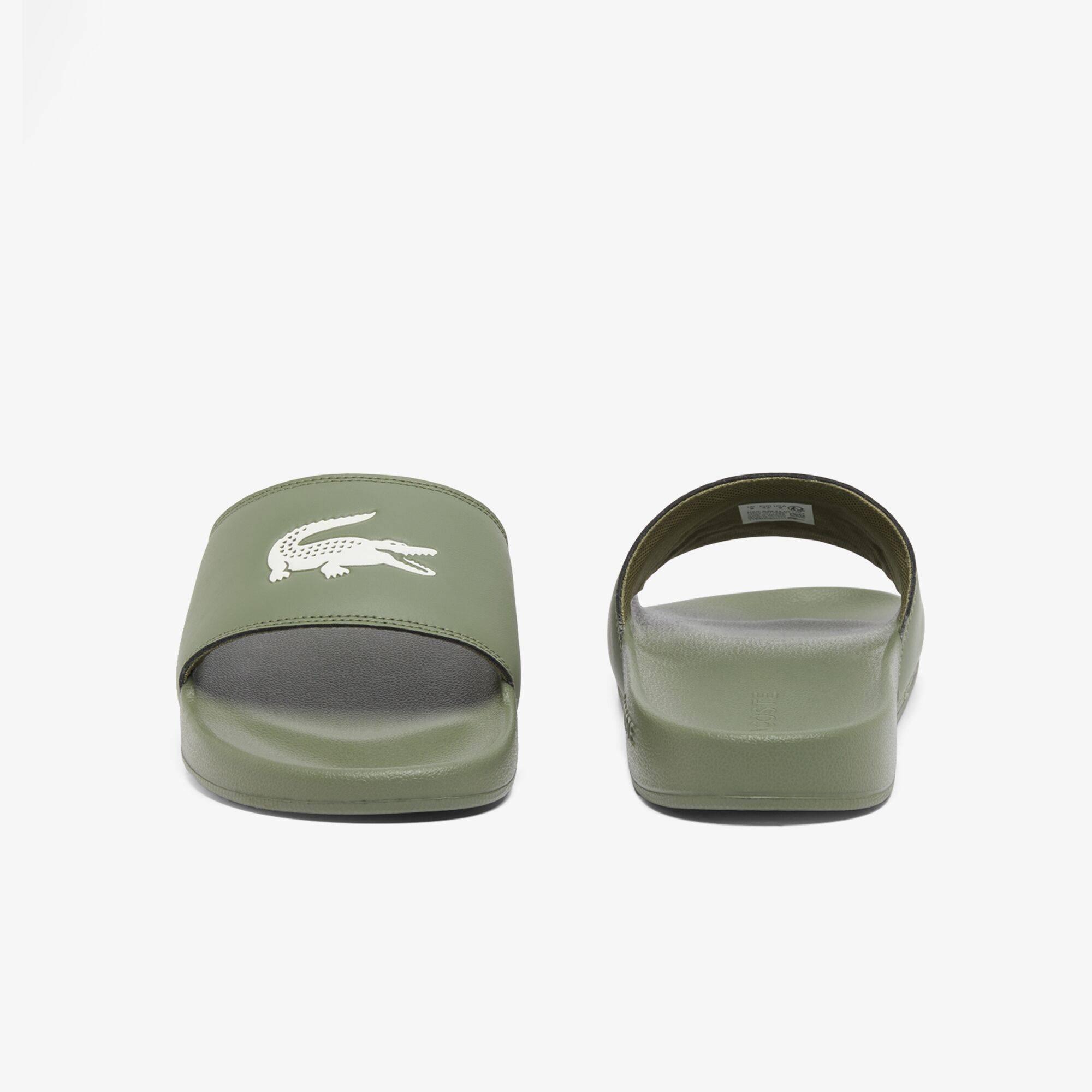 Khaki/White - Lacoste - Men's Serve Pool Slides - 3