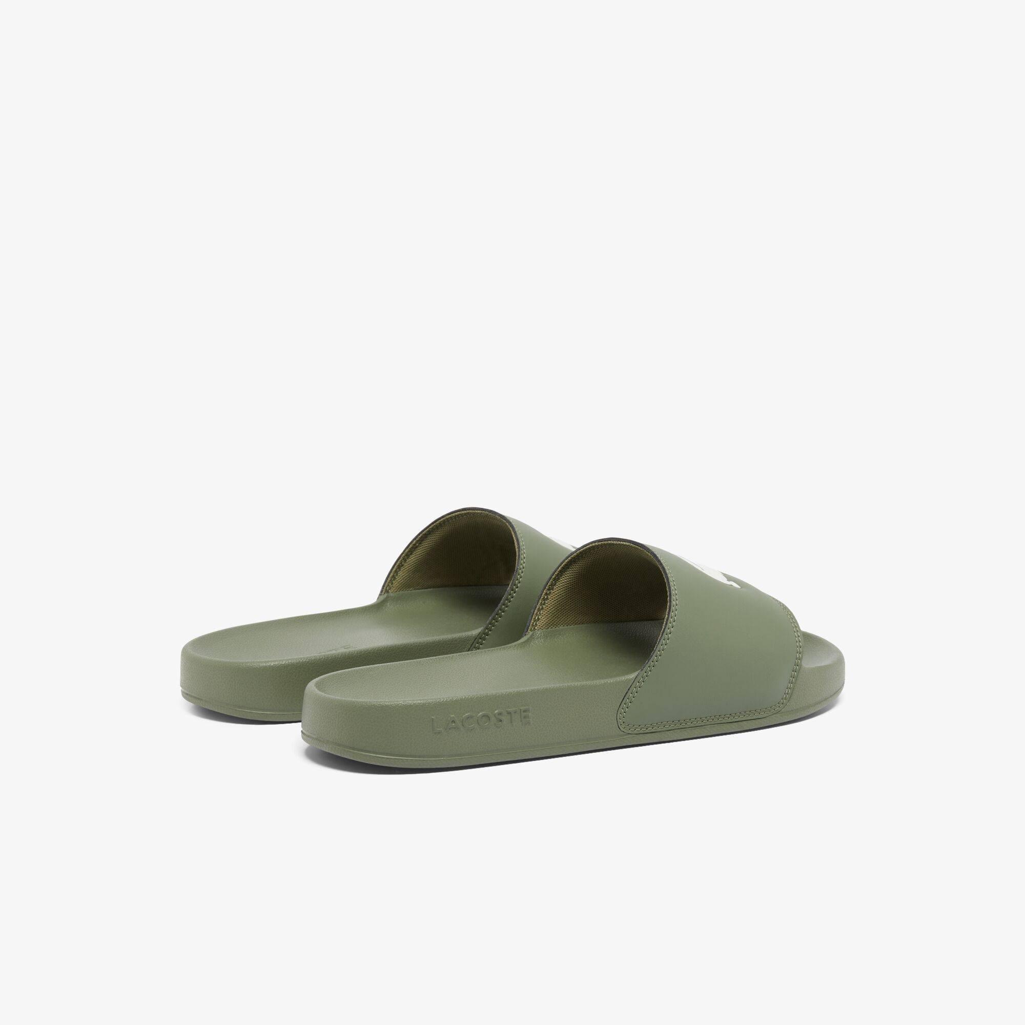 Khaki/White - Lacoste - Men's Serve Pool Slides - 4