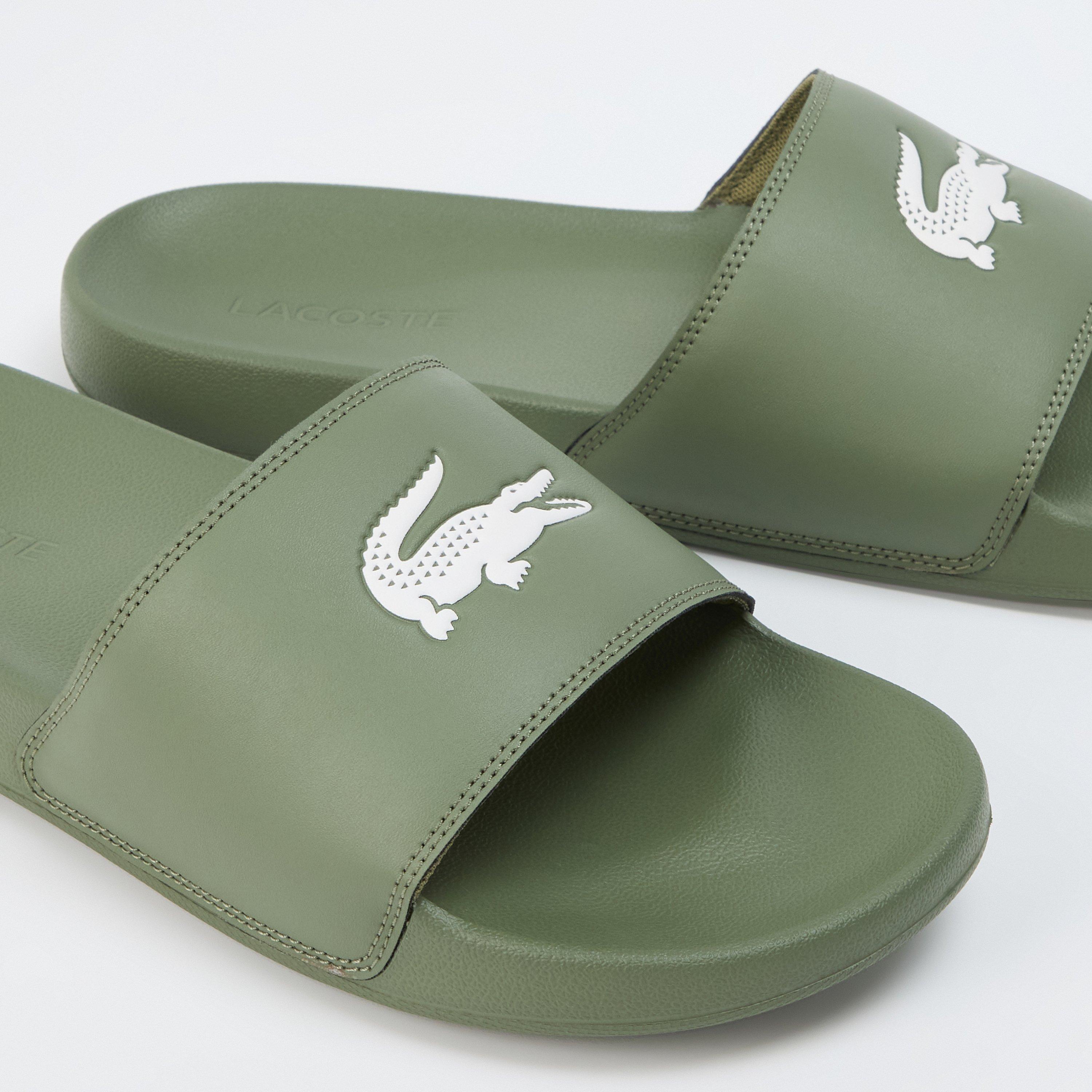 Khaki/White - Lacoste - Men's Serve Pool Slides - 5