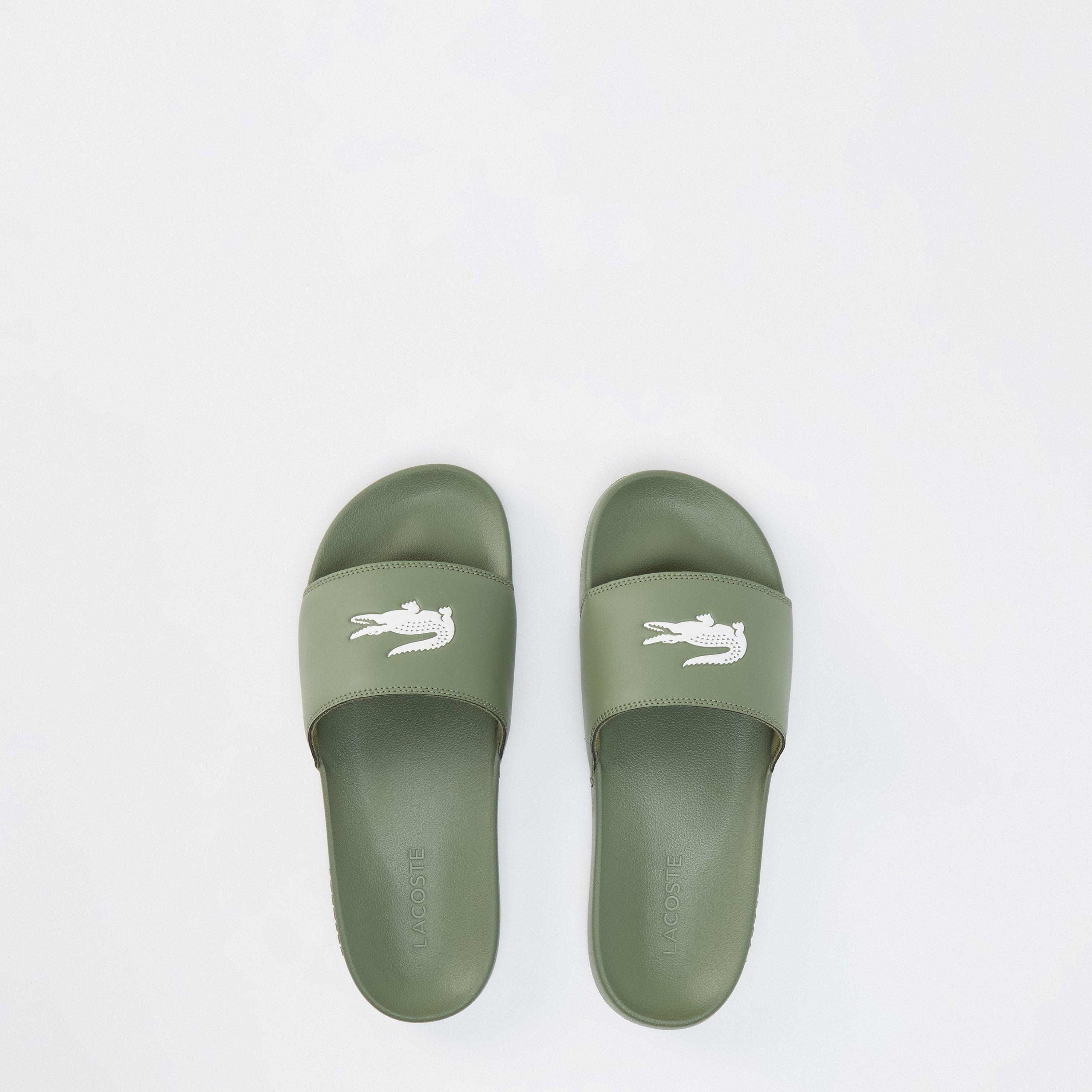 Khaki/White - Lacoste - Men's Serve Pool Slides - 6