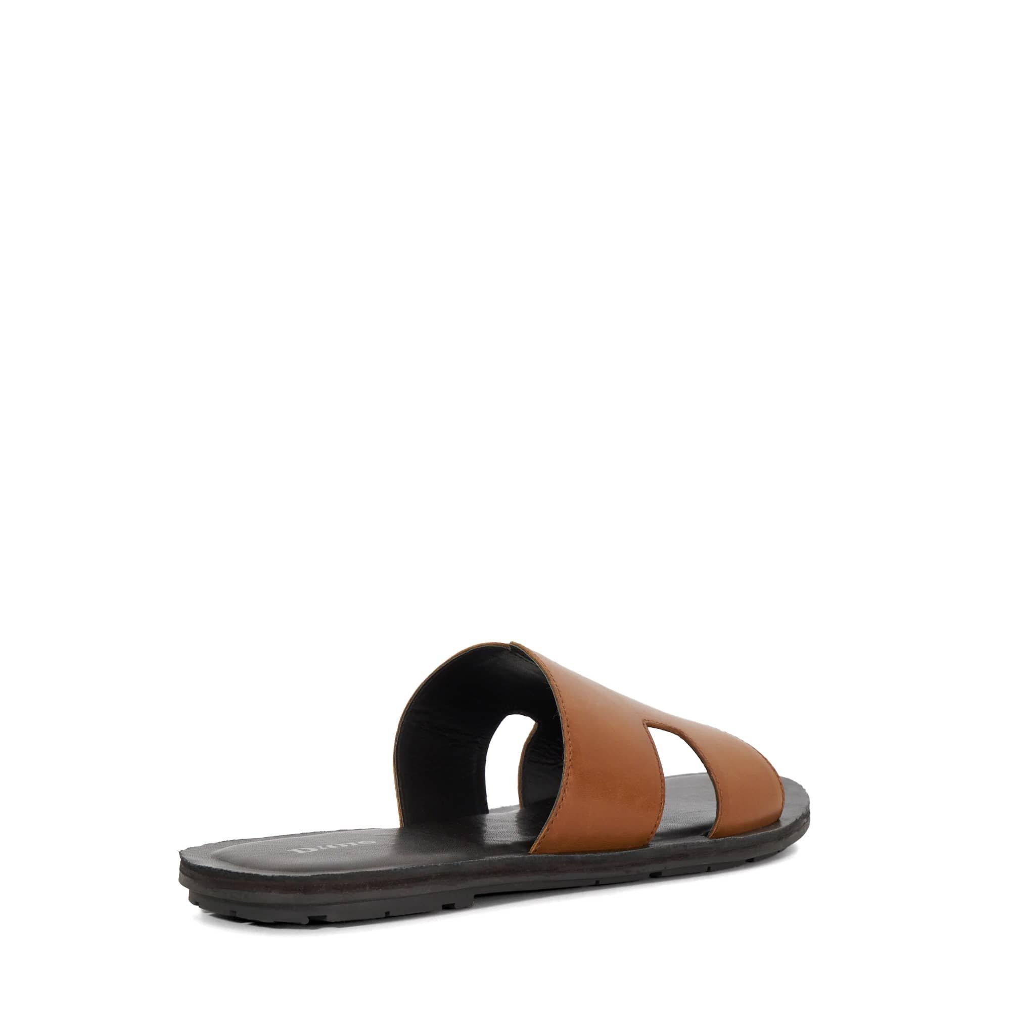 Tan - Dune London - Men's Ibes Leather Flat Sandals - 3