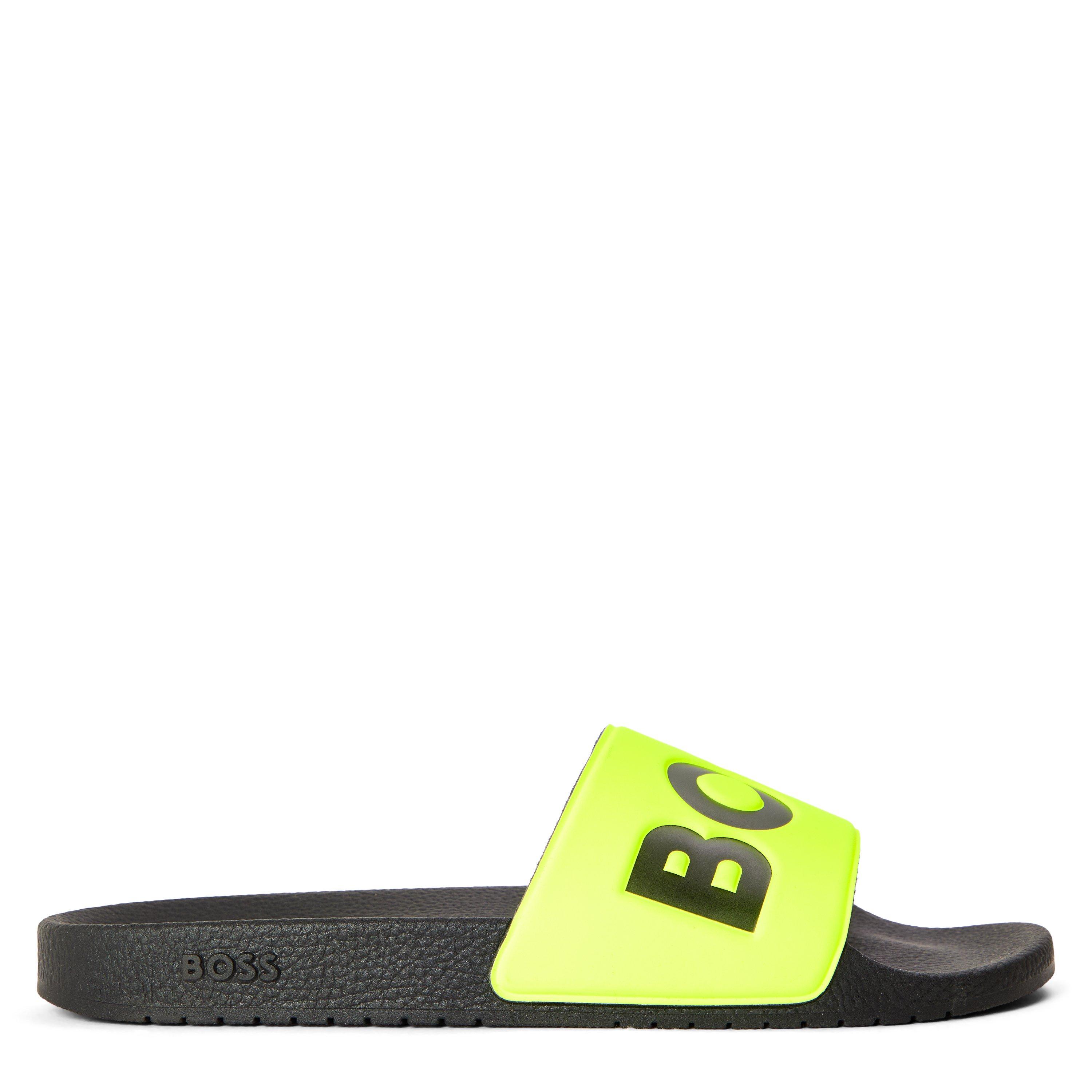 Boss Men's Comfy Slider Sandals With Logo Detail (Aryeh) - Neon/Black 730 - 11 (46)