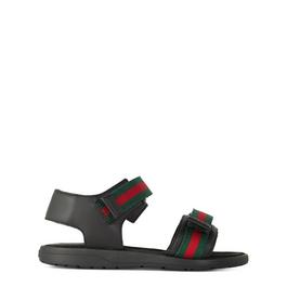 Gucci Junior Webbed Leather Sandals