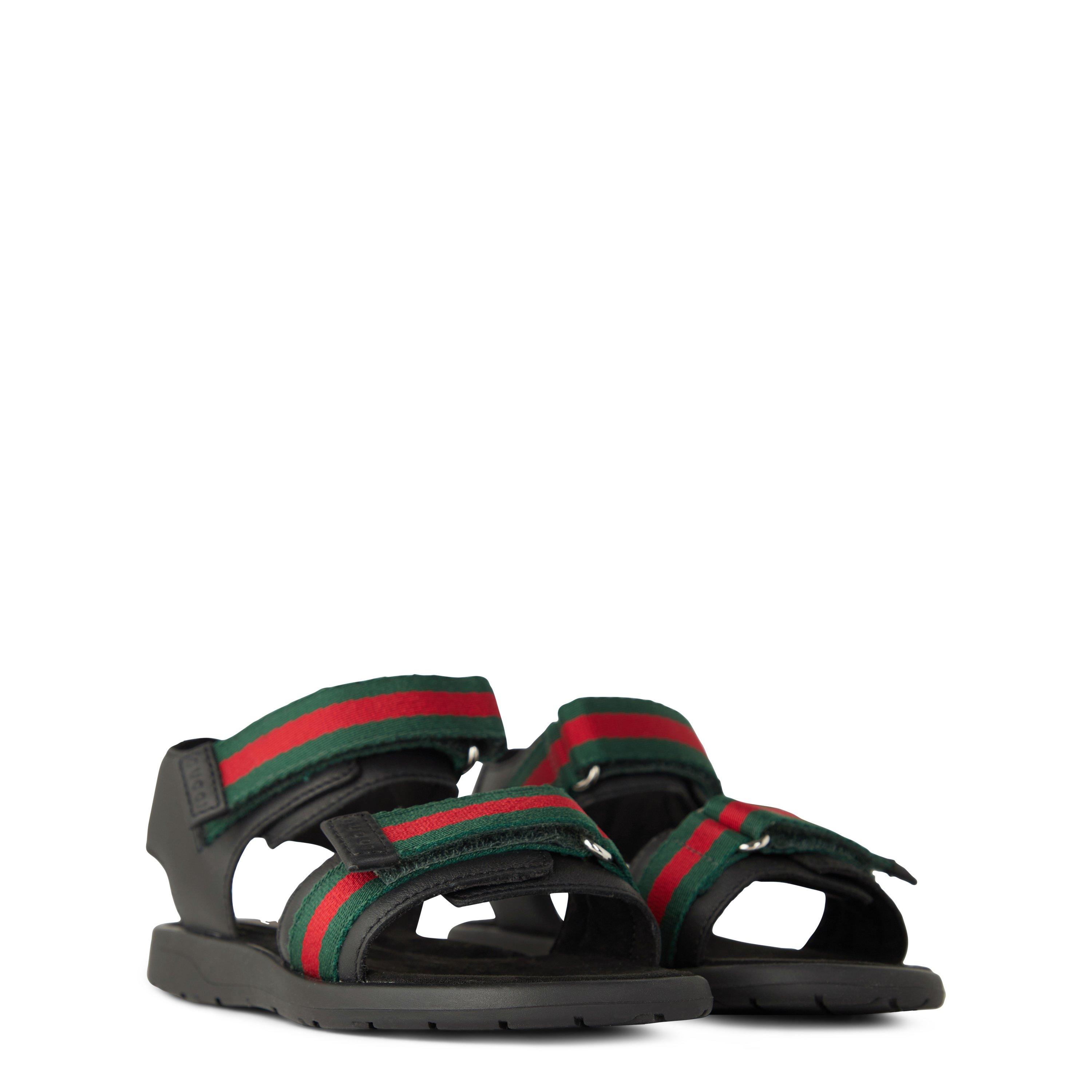 Black 1060 - Gucci - Boys' Webbed Leather Sandals - 3