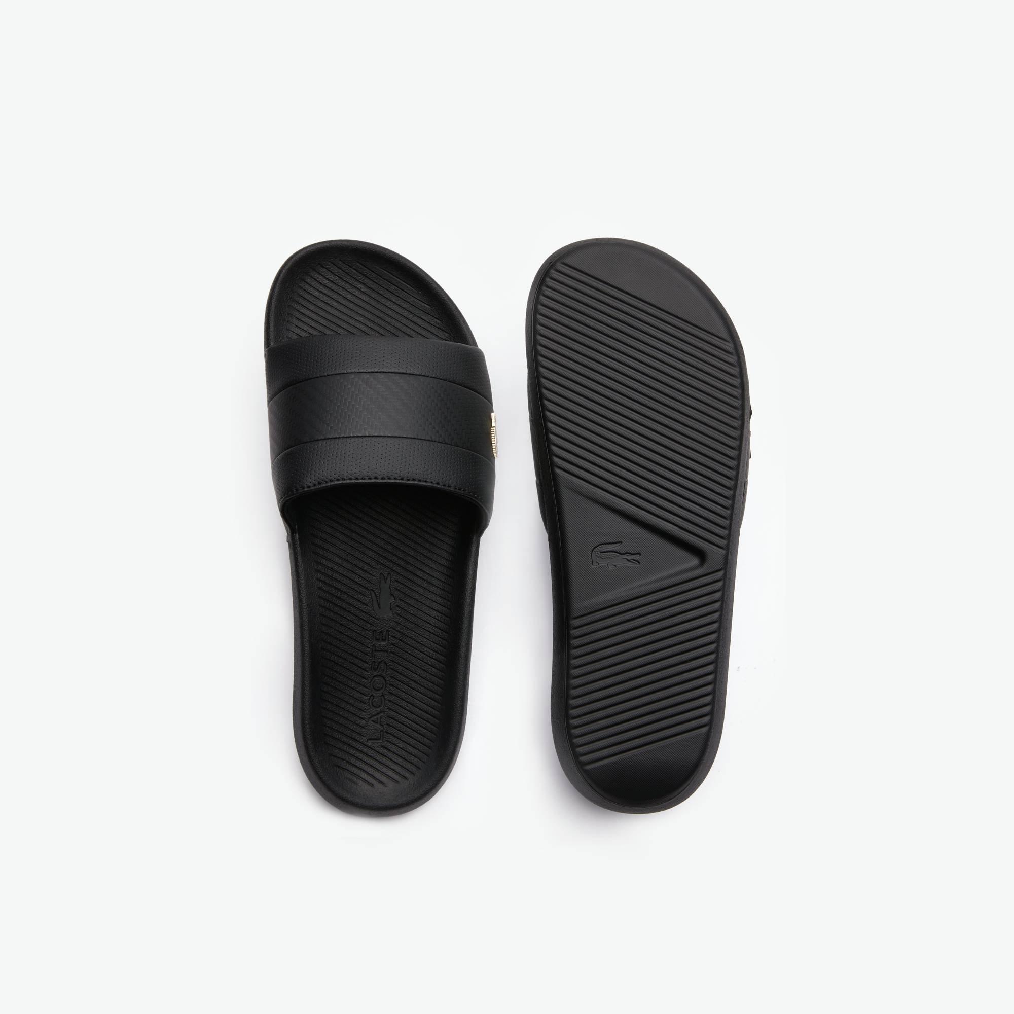 Blk/Blk/Gold - Lacoste - Serve Metal Logo Sliders - 3