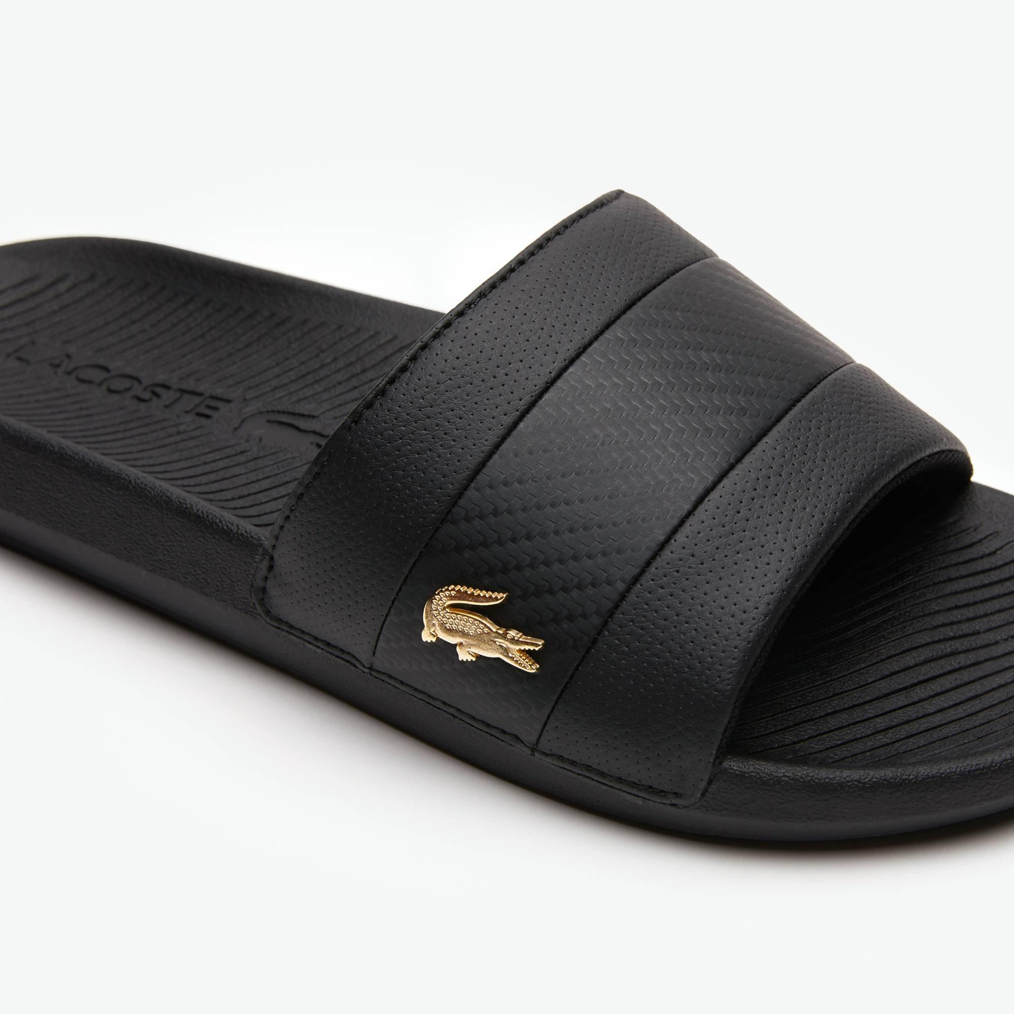 Blk/Blk/Gold - Lacoste - Serve Metal Logo Sliders - 4