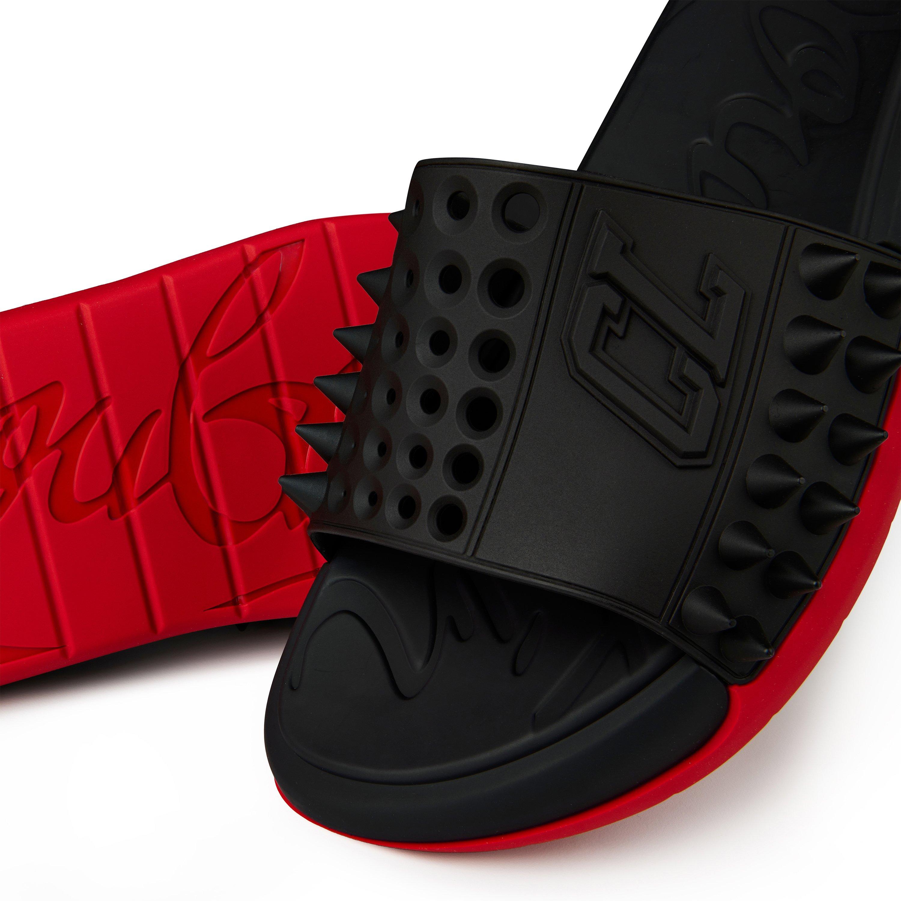 Black - Christian Louboutin - Men's Spikes Rubber Take It Easy Slides - 4