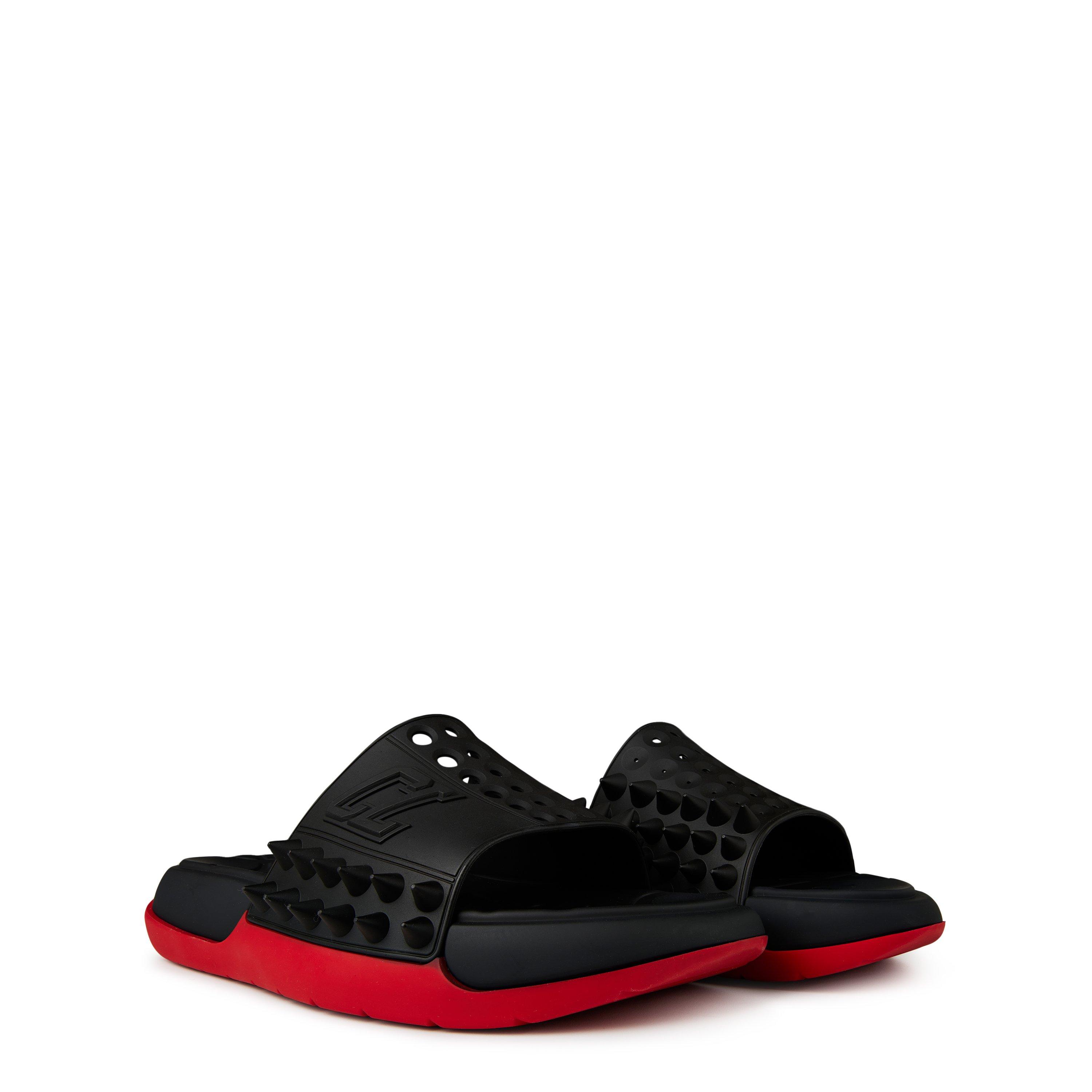 Black - Christian Louboutin - Men's Spikes Rubber Take It Easy Slides - 6