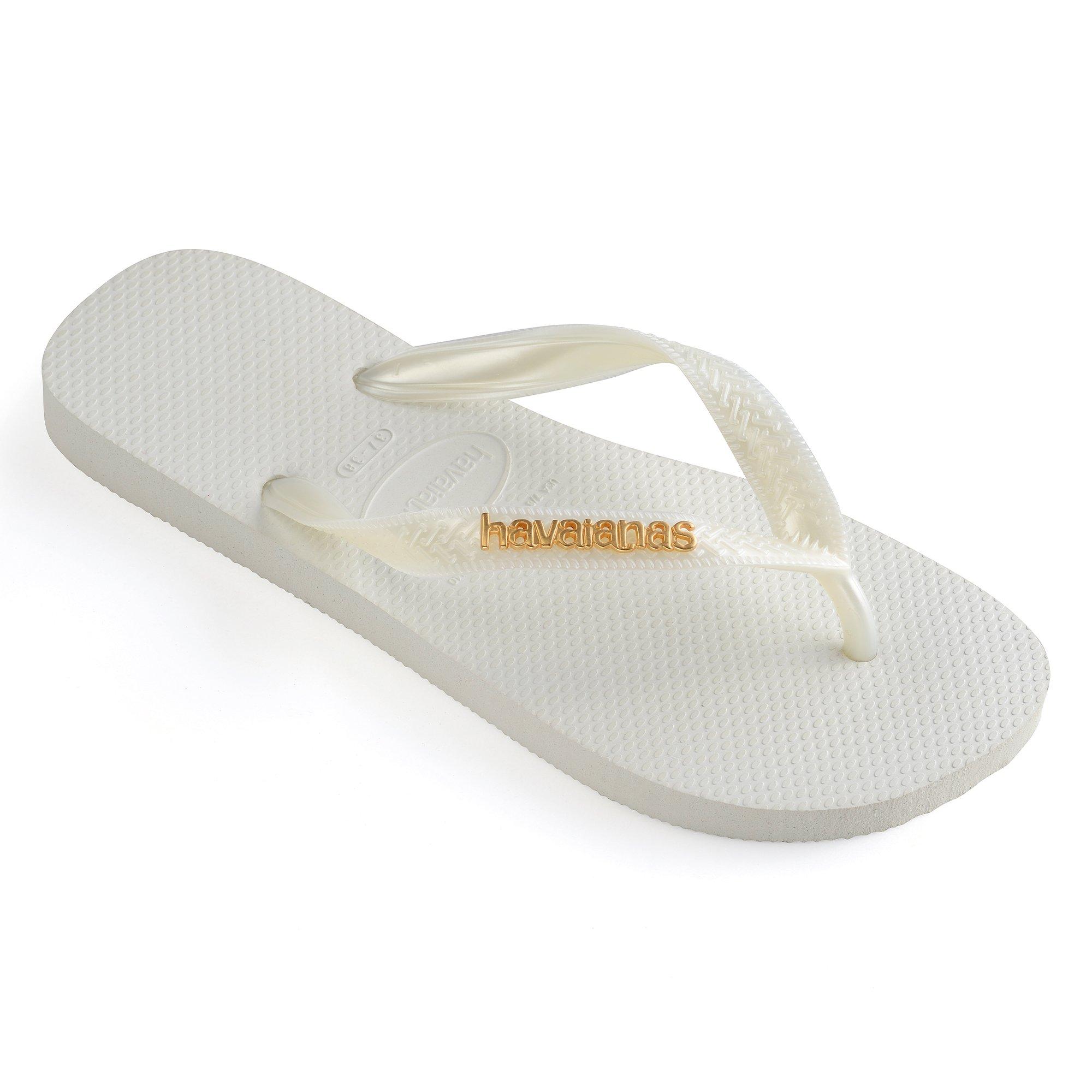 White - Havaianas - Logo Metallic Flip Flops - 2