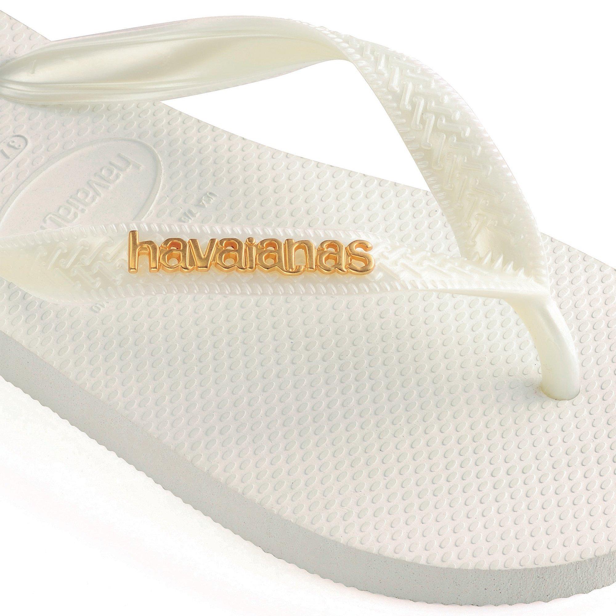 White - Havaianas - Logo Metallic Flip Flops - 4