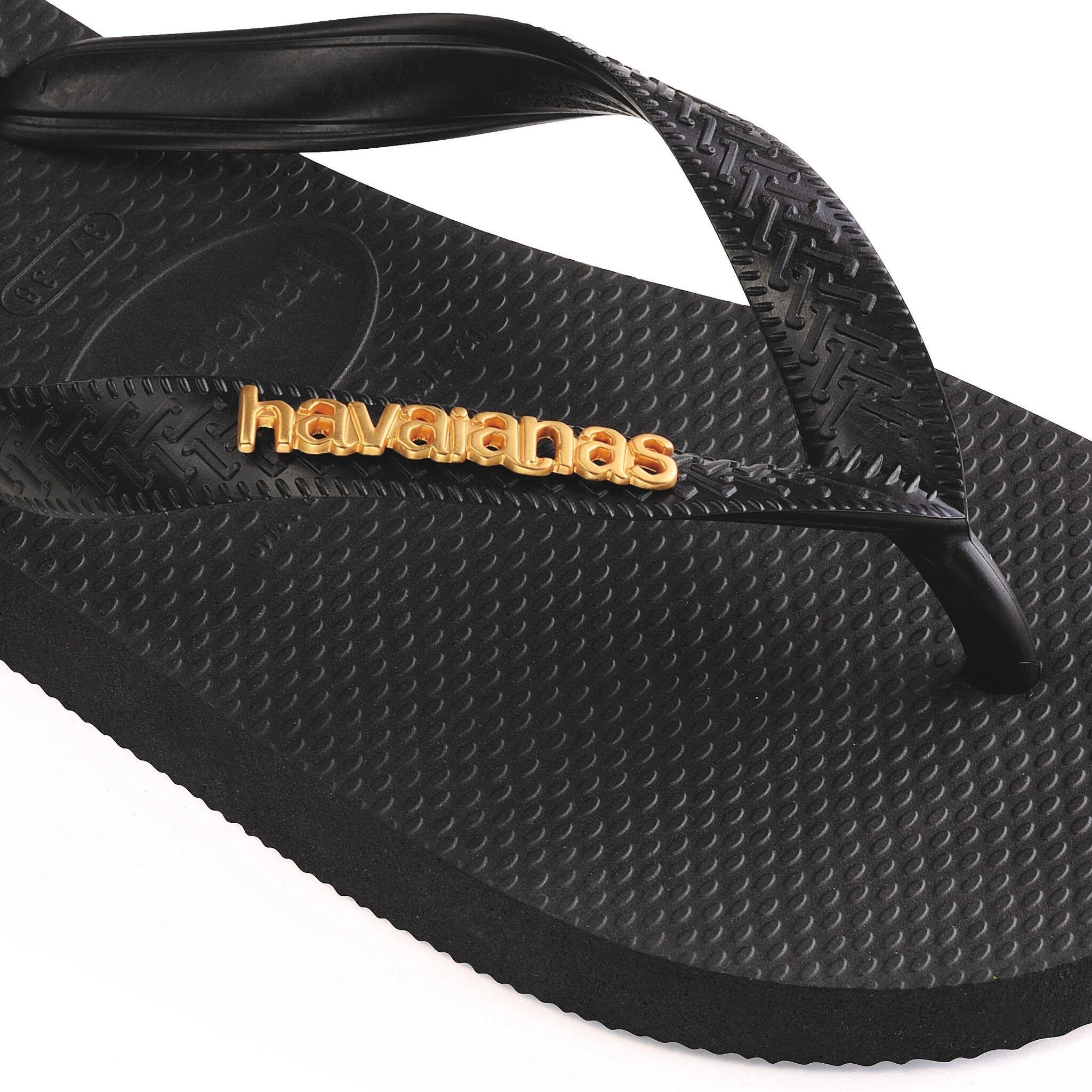 Black - Havaianas - Logo Metallic Flip Flops - 4