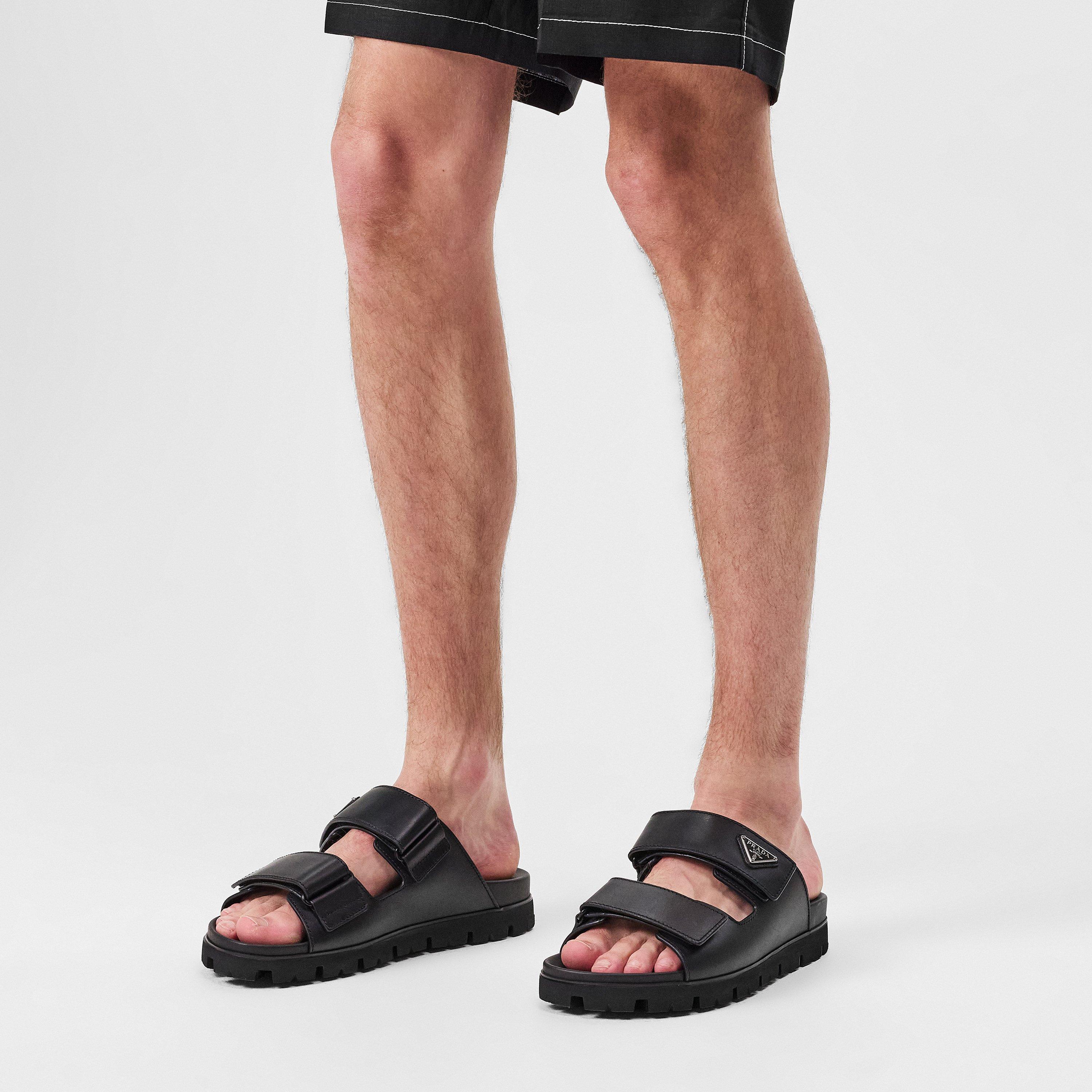 Black - Prada - Leather Strap Sandals - 3