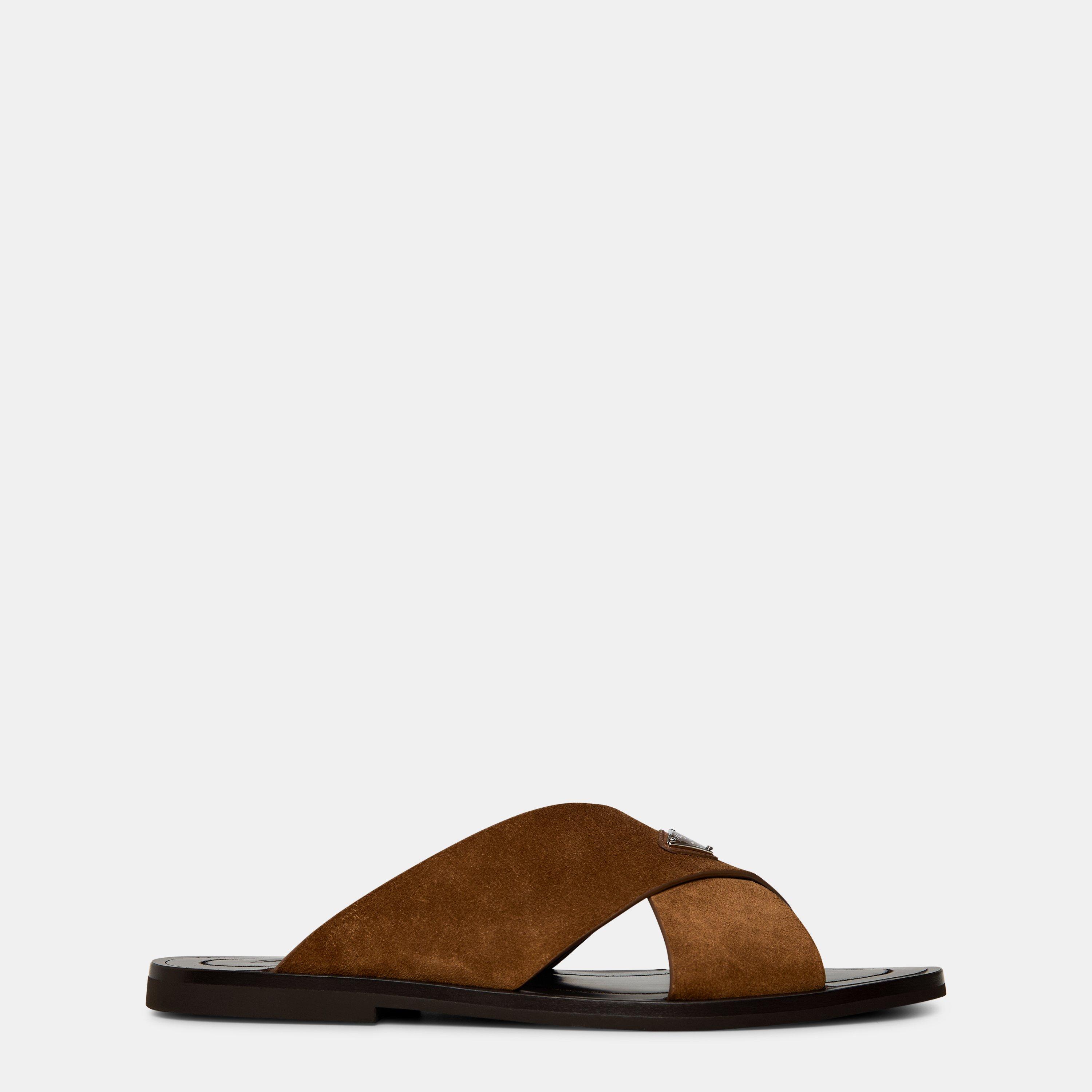 Tabacco - Prada - Men's Logo Flat Sandals - 1
