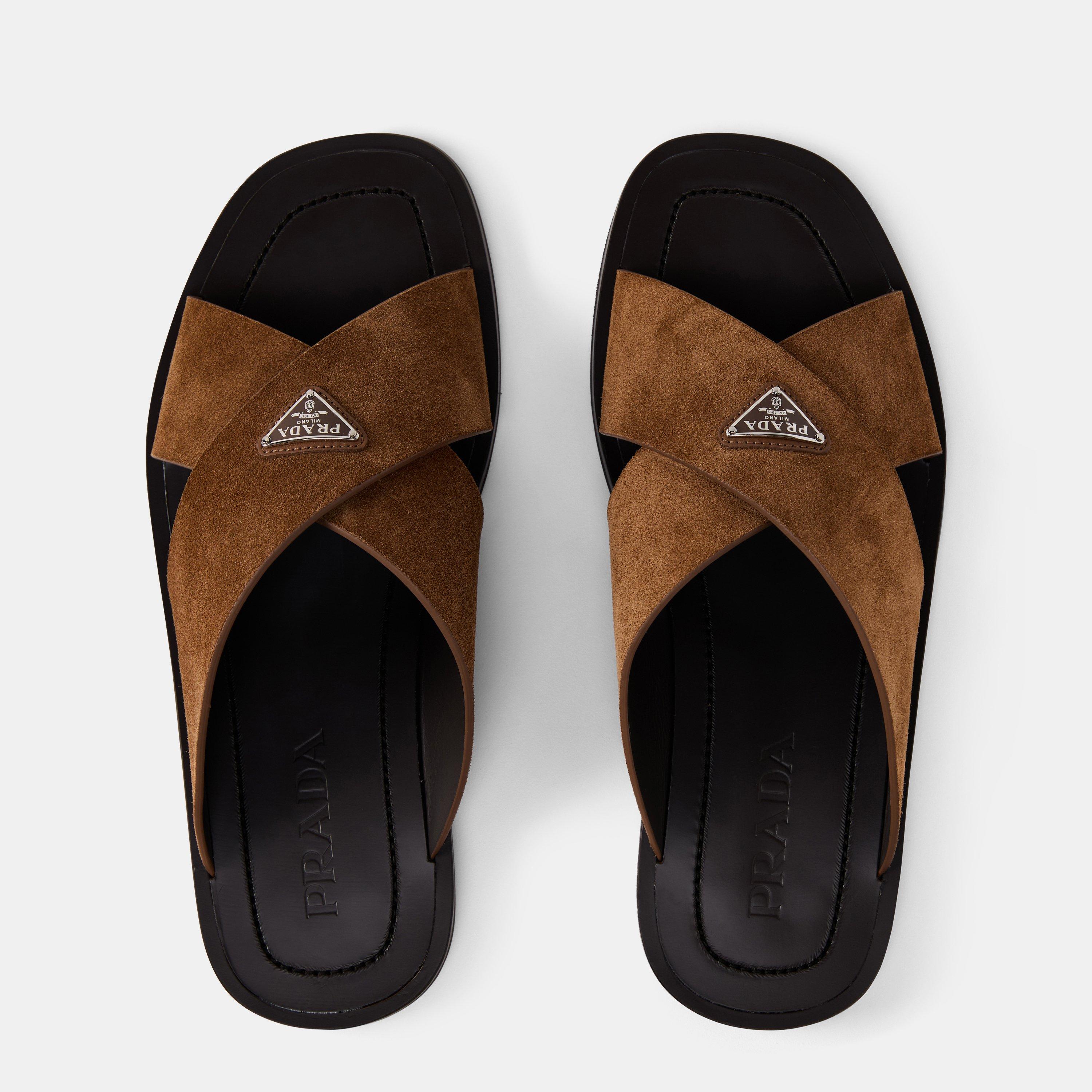 Tabacco - Prada - Men's Logo Flat Sandals - 3