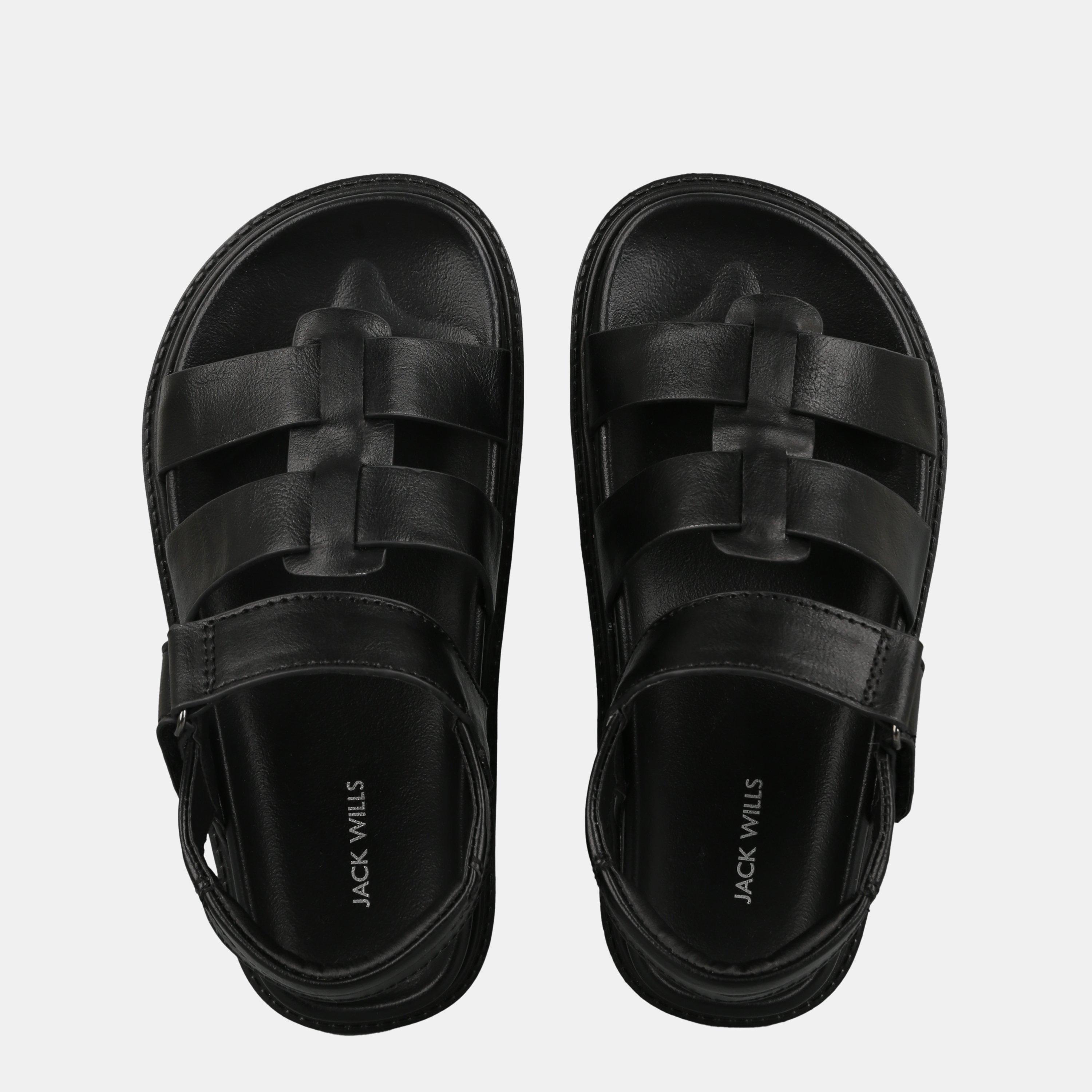 Crna - Jack Wills - Kids' Hook and Loop Flat Sandals - 4