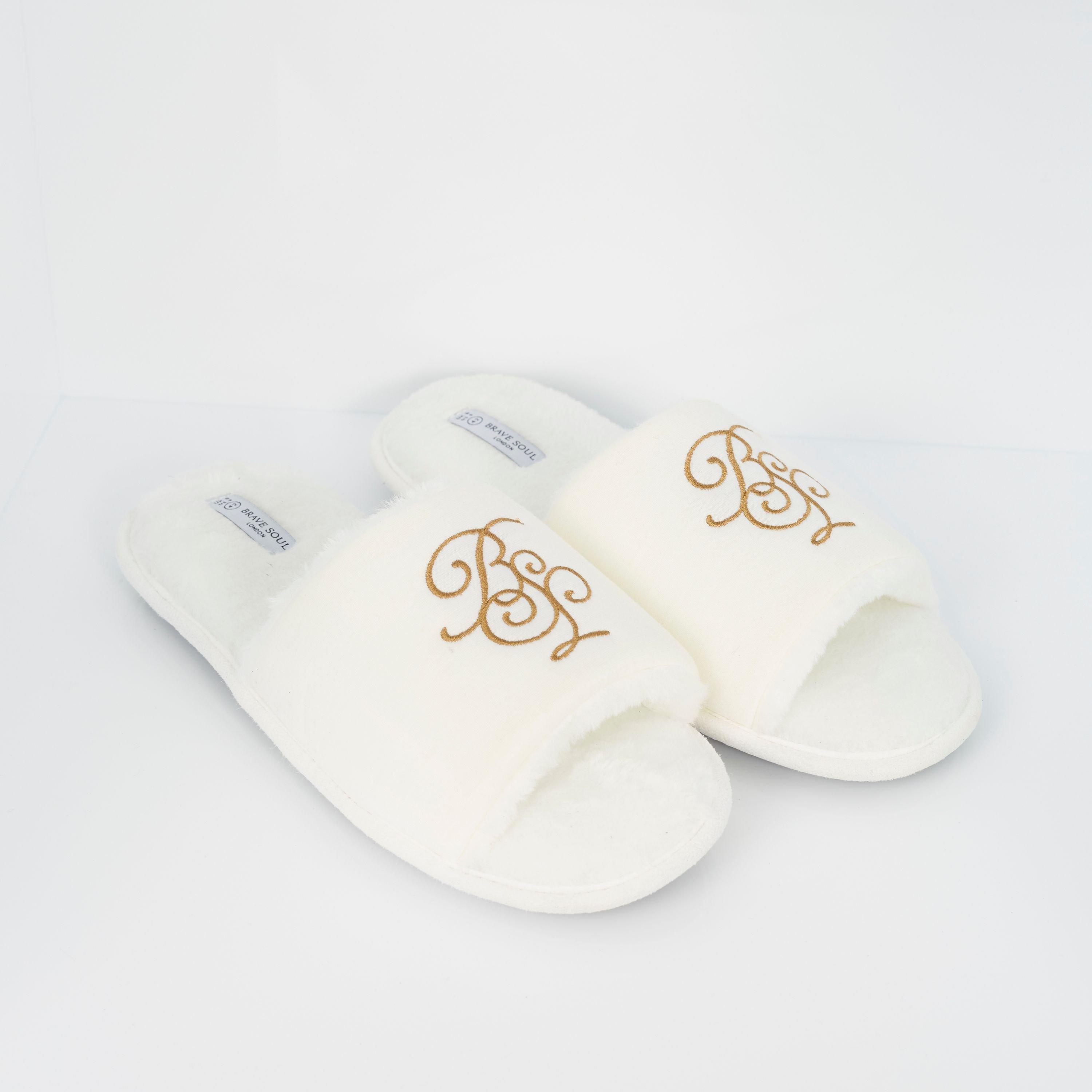 White - Brave Soul - Mens Open Toe Emboridered Logo Slipper - 3