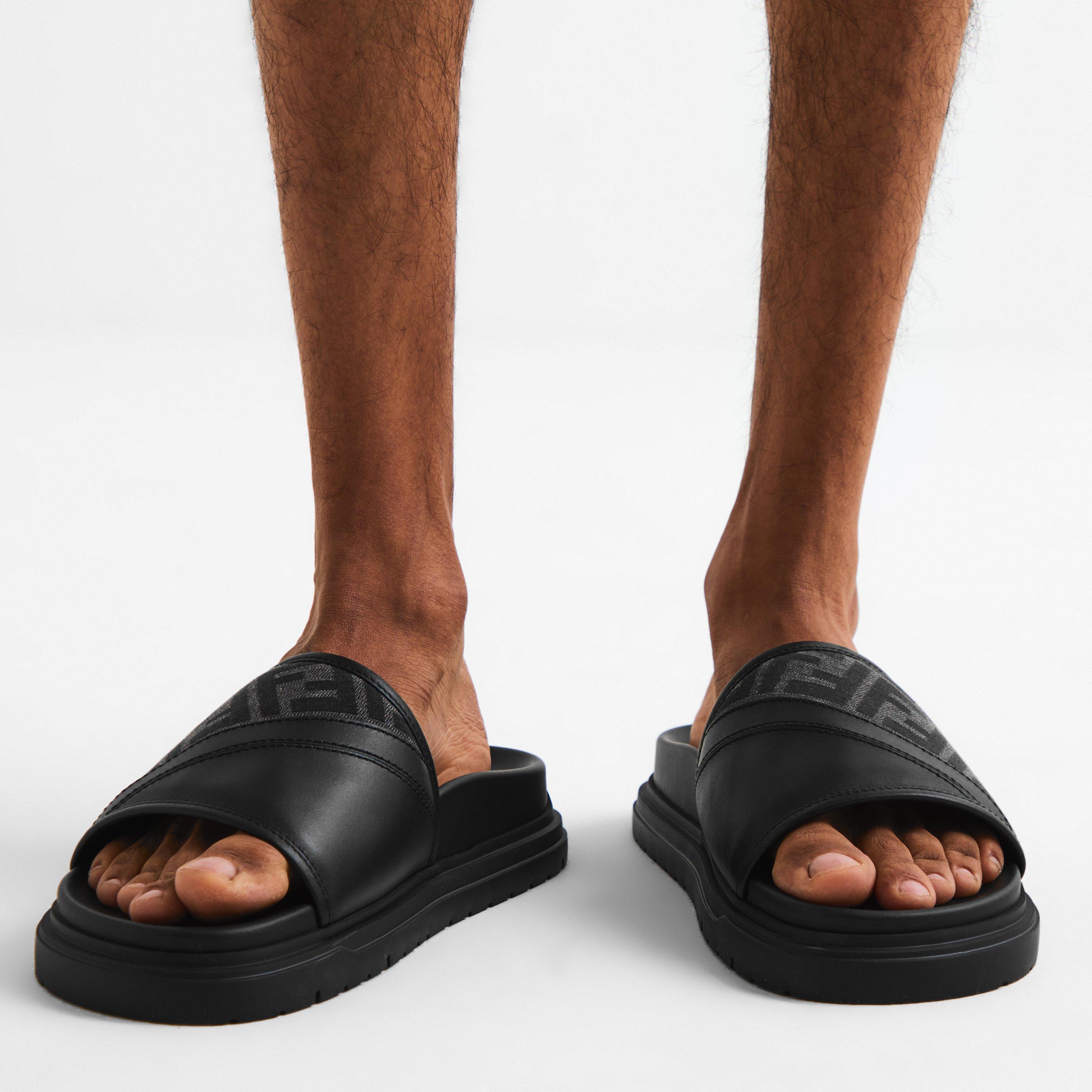 Black/Grey - Fendi - Men's FF Slide Pool Sliders - 3
